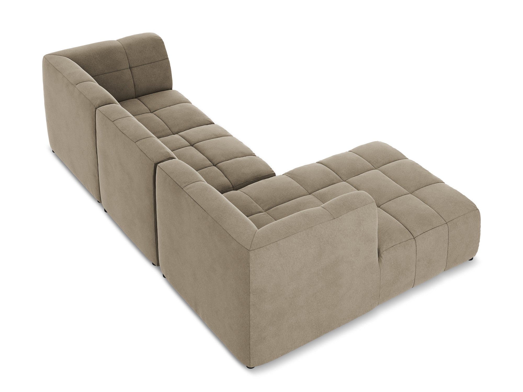 Modularer Samt-Ecksofa linksseitig 3-sitzig ALOHA beige