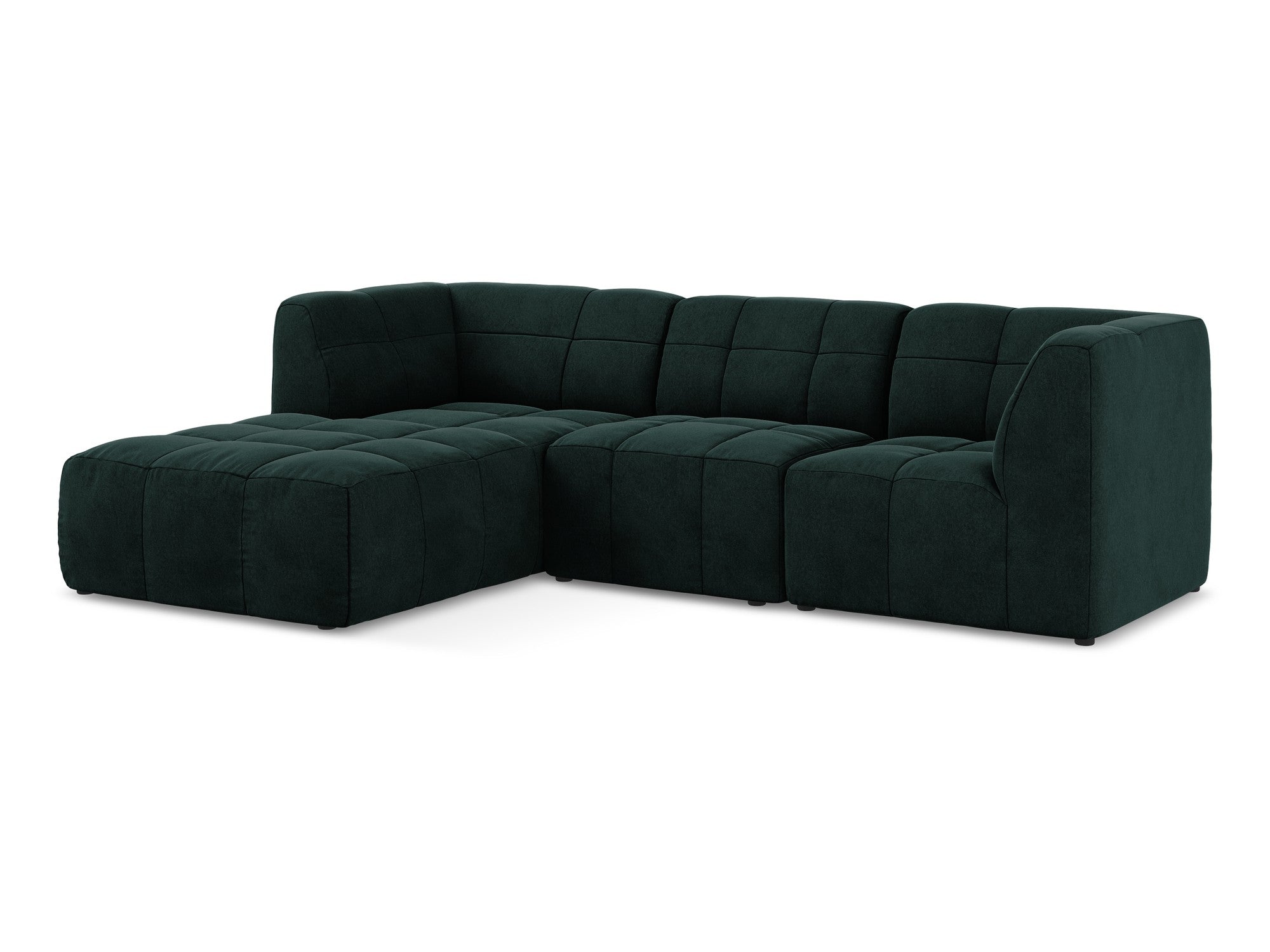 Modularer Samt-Ecksofa linksseitig für 3 Personen ALOHA graugrün
