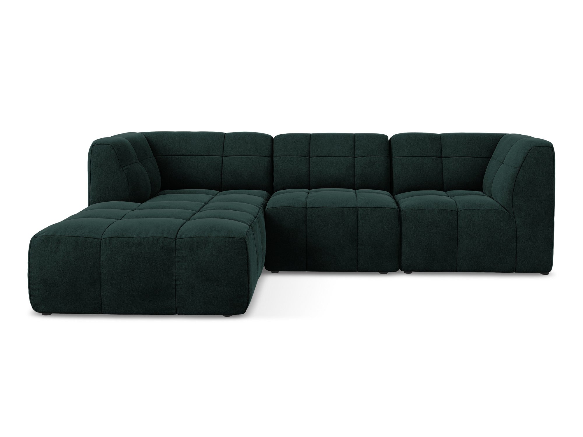 Modularer Samt-Ecksofa linksseitig für 3 Personen ALOHA graugrün