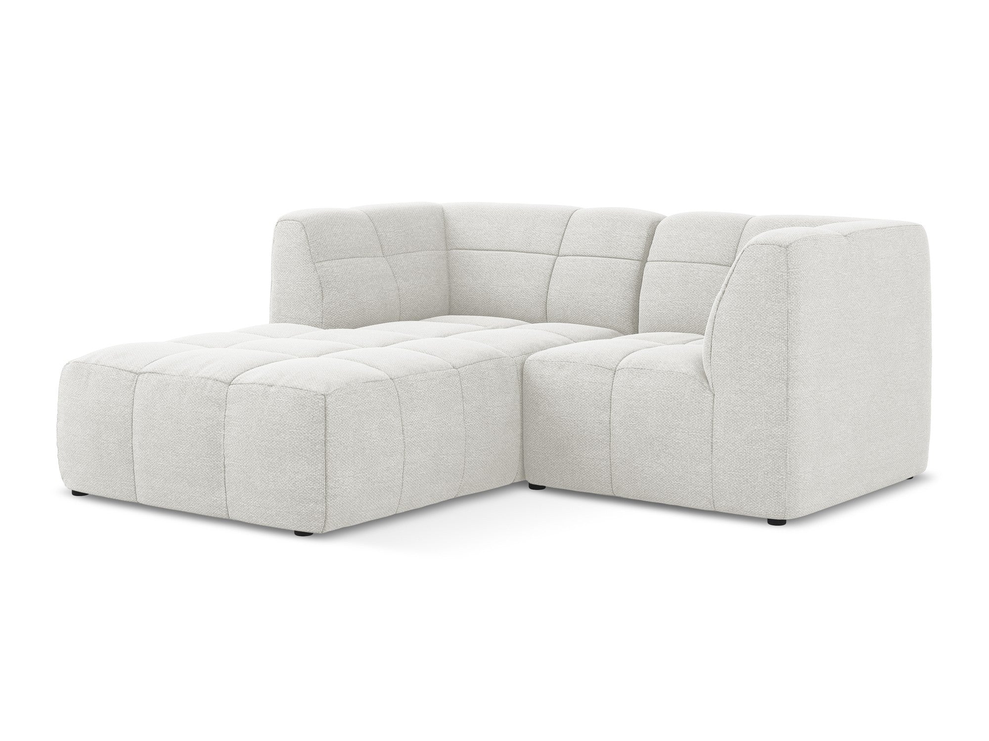 Modularer, linksseitiger 2-Sitzer ALOHA in weißem Boucle