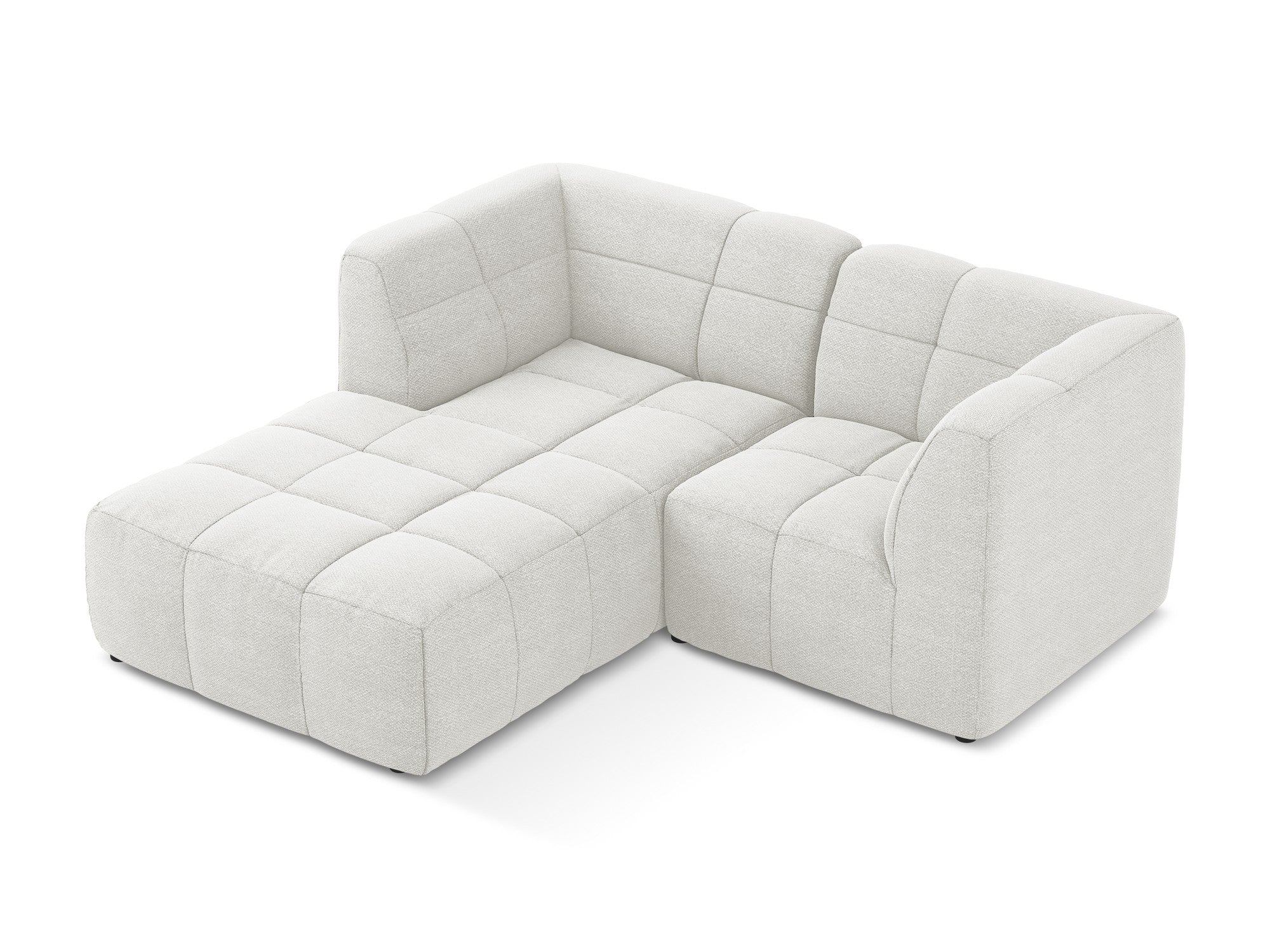 Modularer, linksseitiger 2-Sitzer ALOHA in weißem Boucle