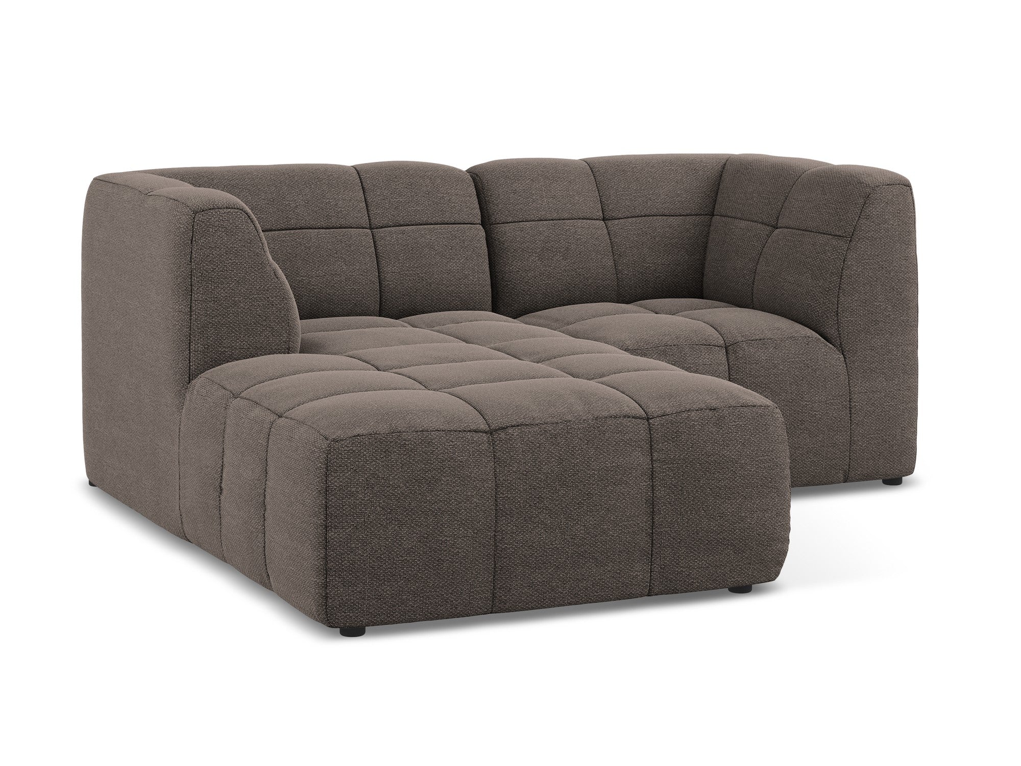 Left-facing modular 2-seater sofa ALOHA chocolate boucle