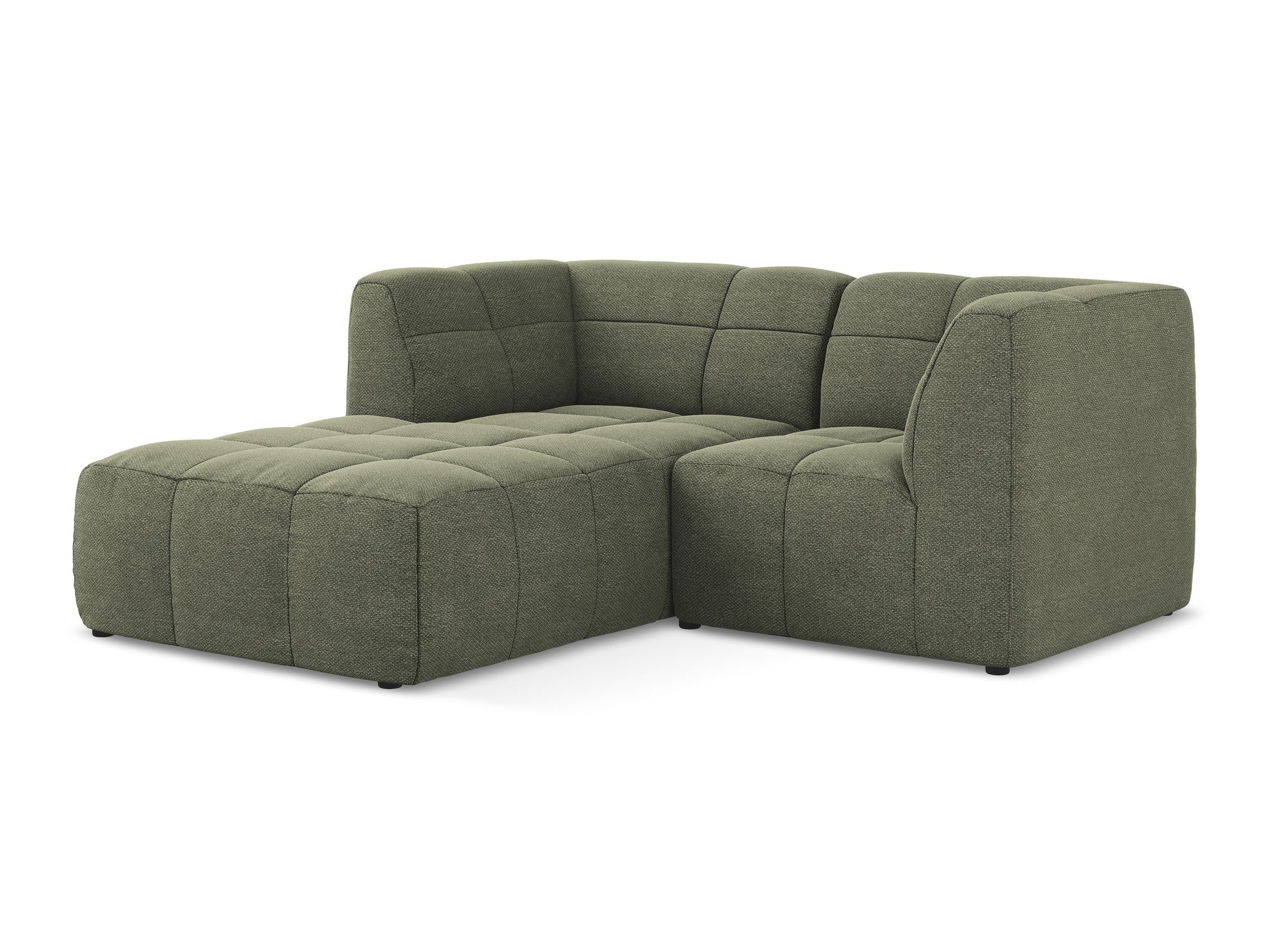 Modularer linksseitiger 2-Sitzer ALOHA in olivgrünem Boucle