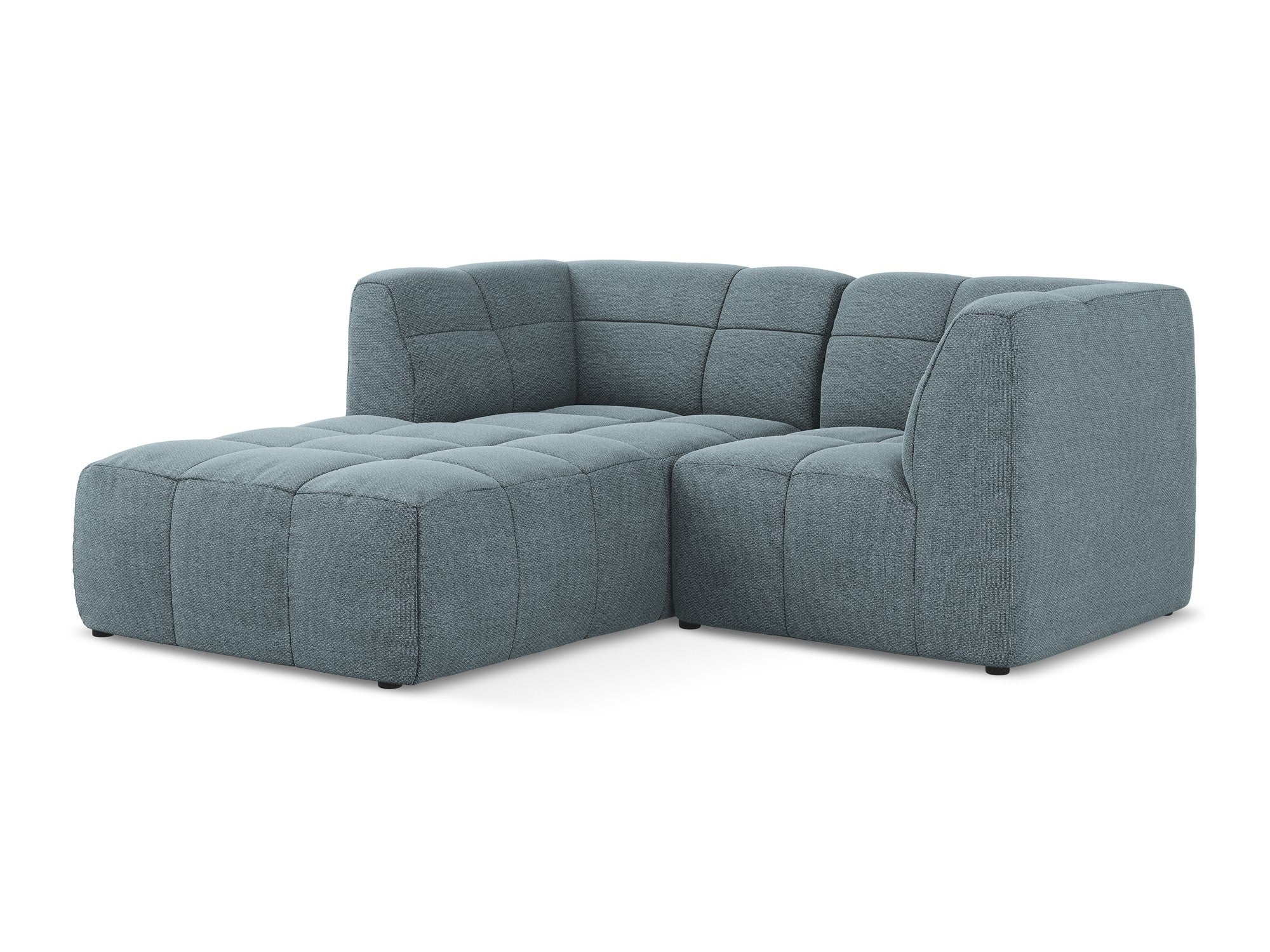 Modularer linksseitiger 2-Sitzer ALOHA in blauer Jeans-Boucle