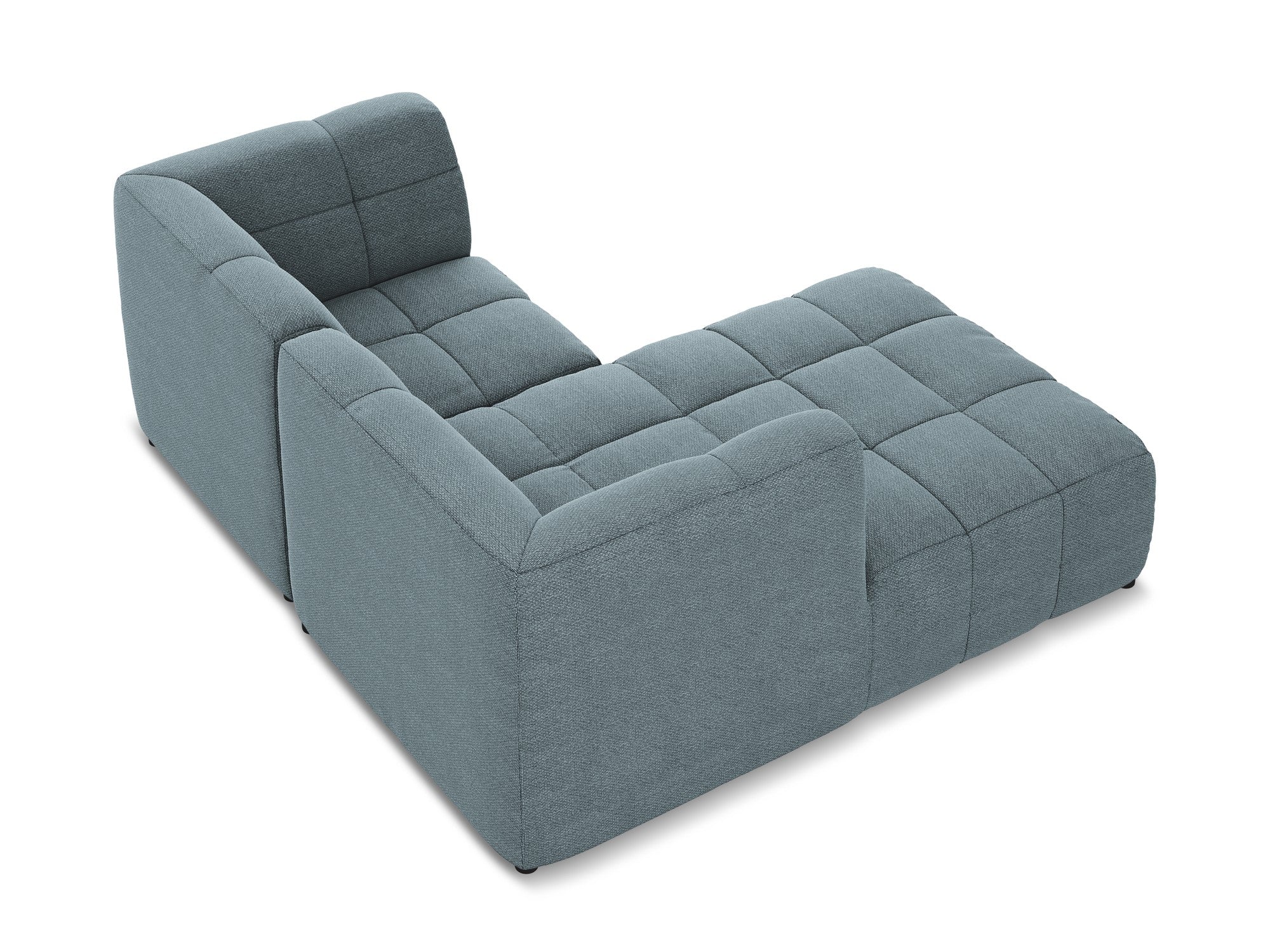 Modularer linksseitiger 2-Sitzer ALOHA in blauer Jeans-Boucle
