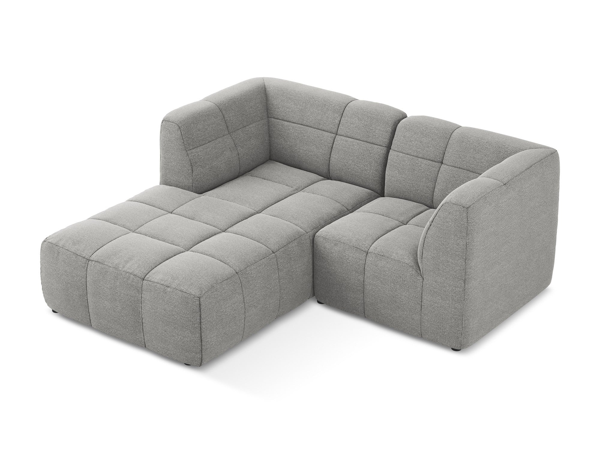 Modularer, linksseitiger 2-Sitzer ALOHA in hellgrauem Boucle
