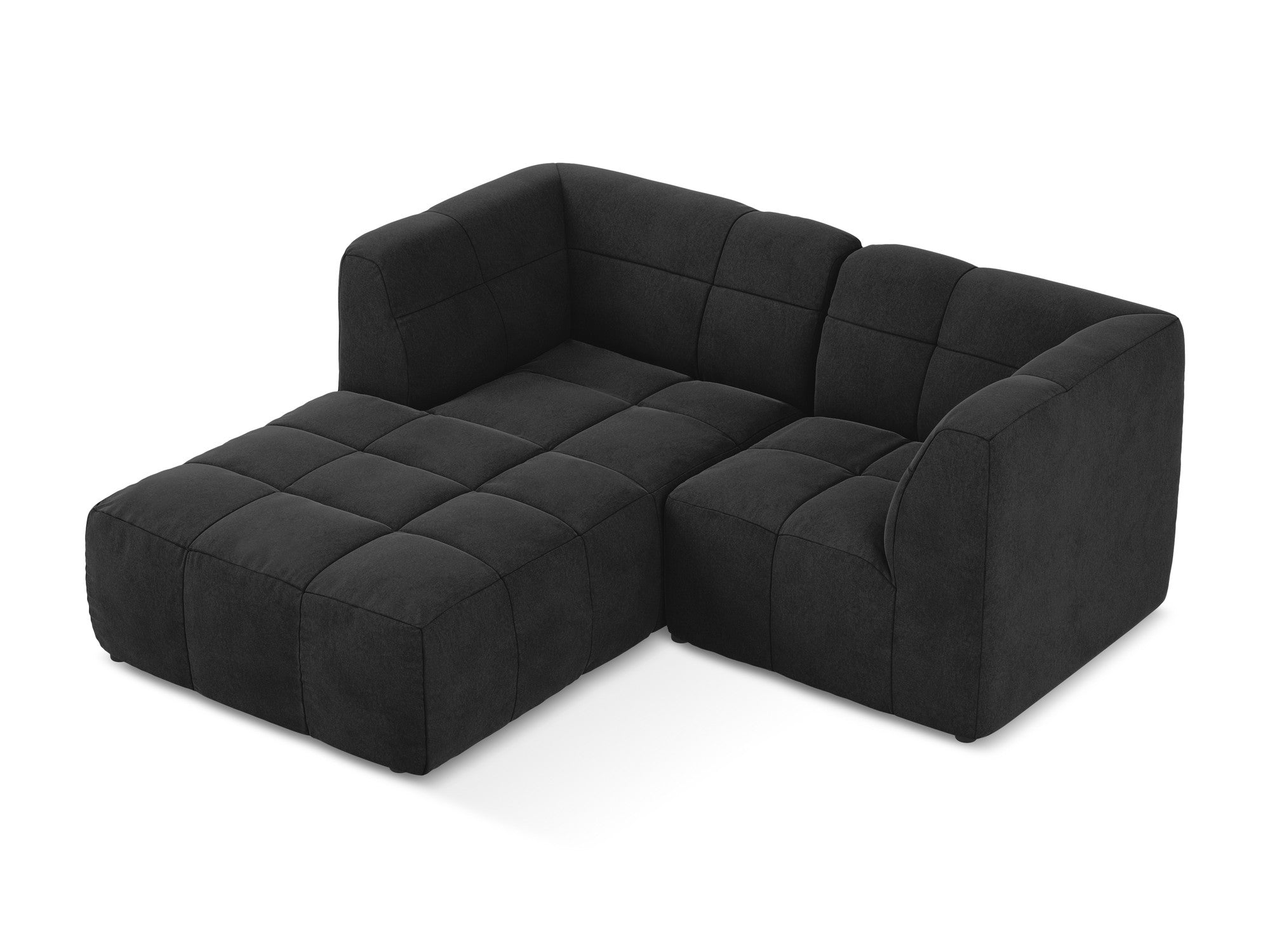 Left-facing velvet modular sofa for 2 people ALOHA black