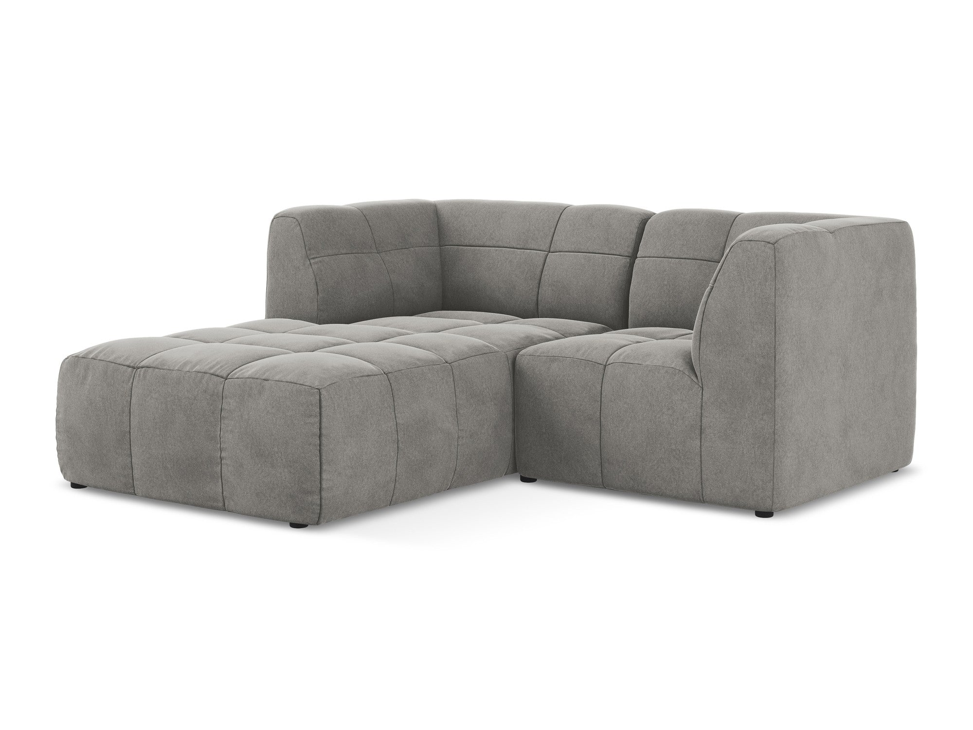 Modularer Samt-Ecksofa linksseitig für 2 Personen ALOHA grau