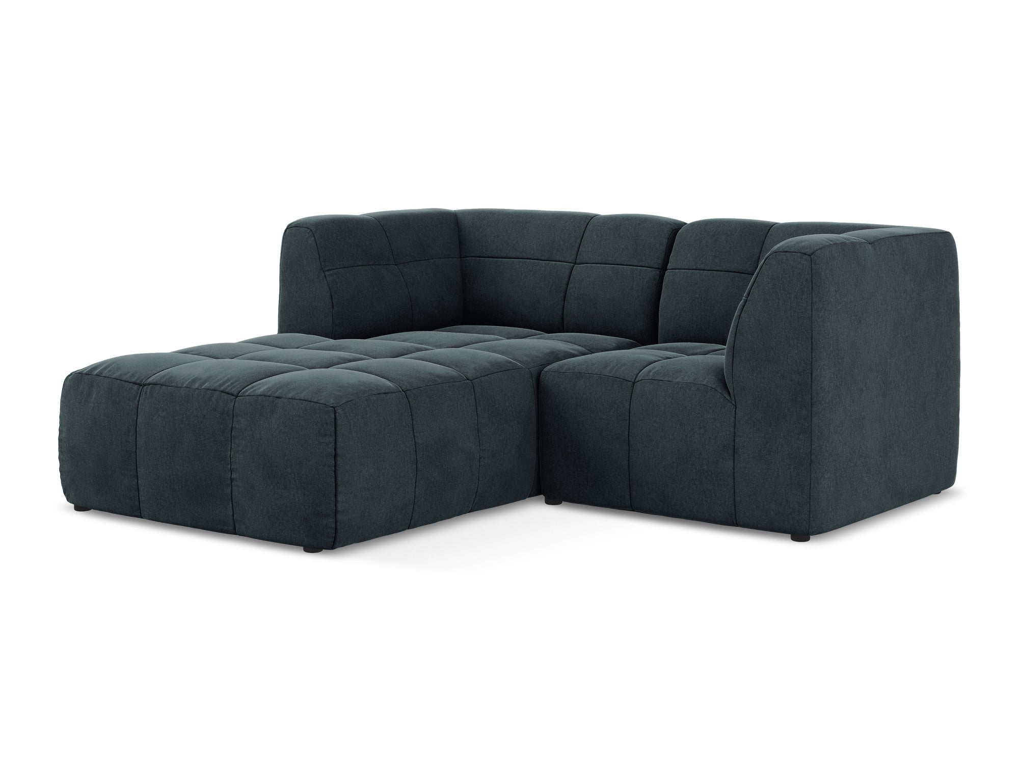 Left-facing velvet modular sofa for 2 people ALOHA in sea green