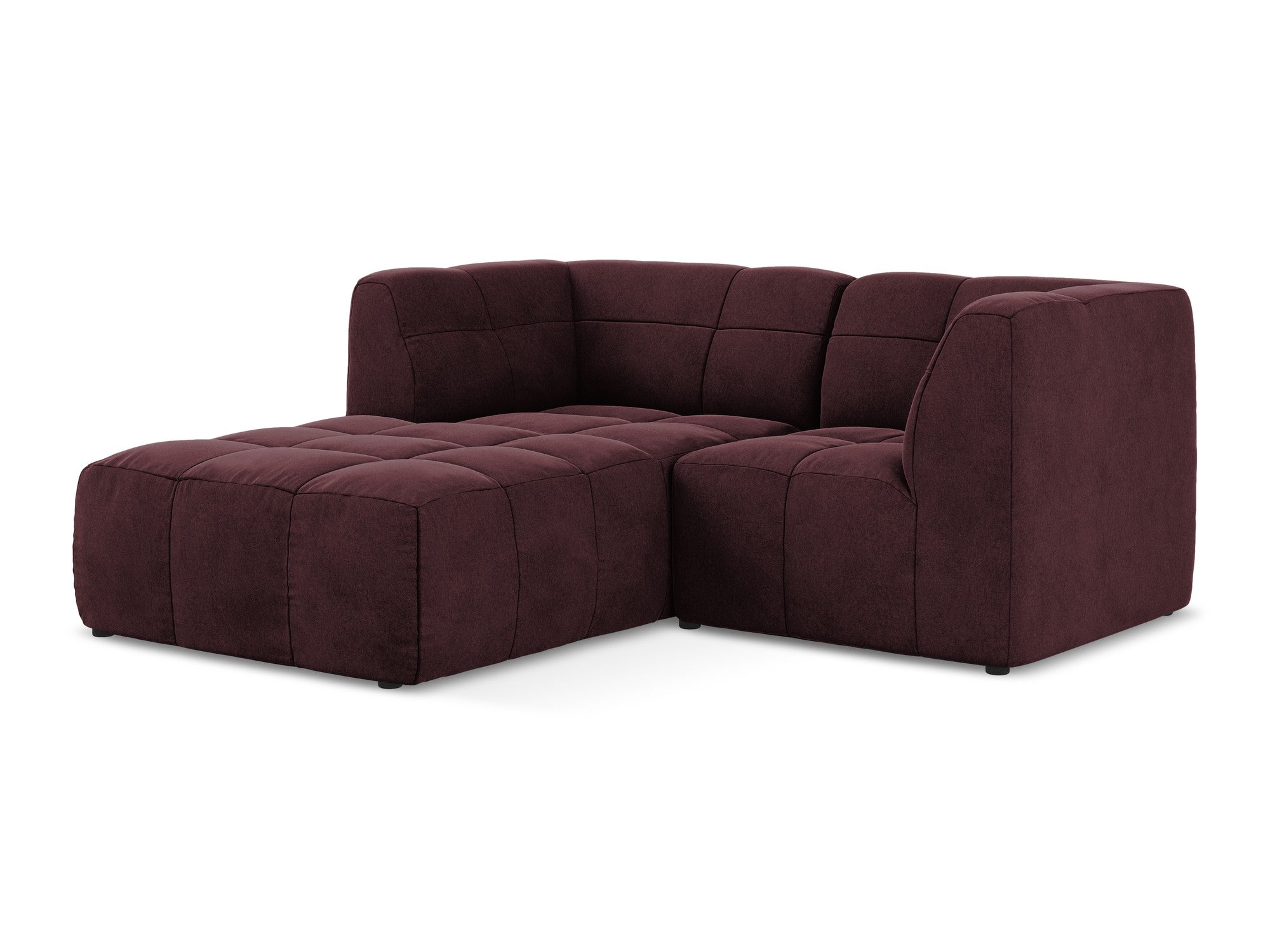 Left-facing velvet modular sofa for 2 people ALOHA in burgundy