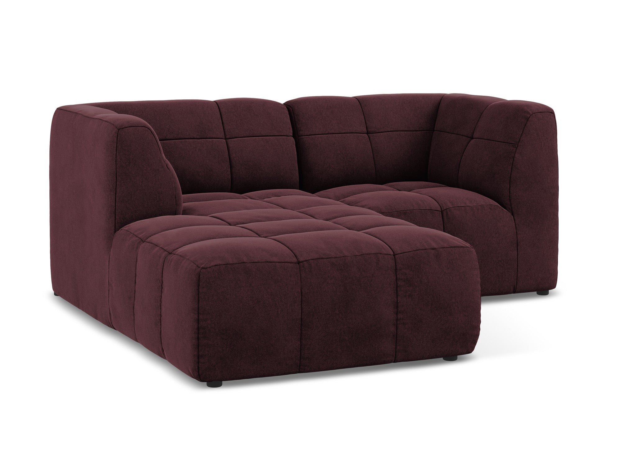 Left-facing velvet modular sofa for 2 people ALOHA in burgundy