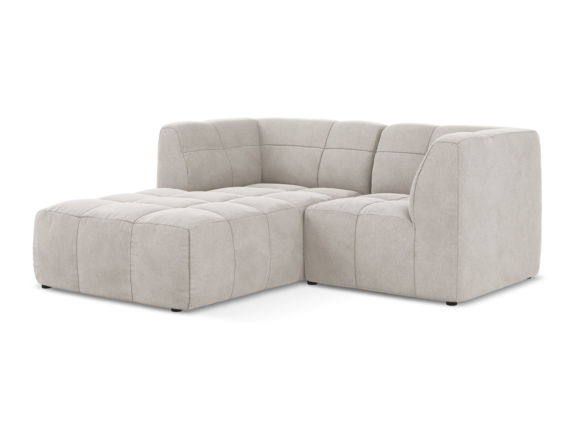 Modularer Samt-Ecksofa linksseitig für 2 Personen ALOHA hellbeige