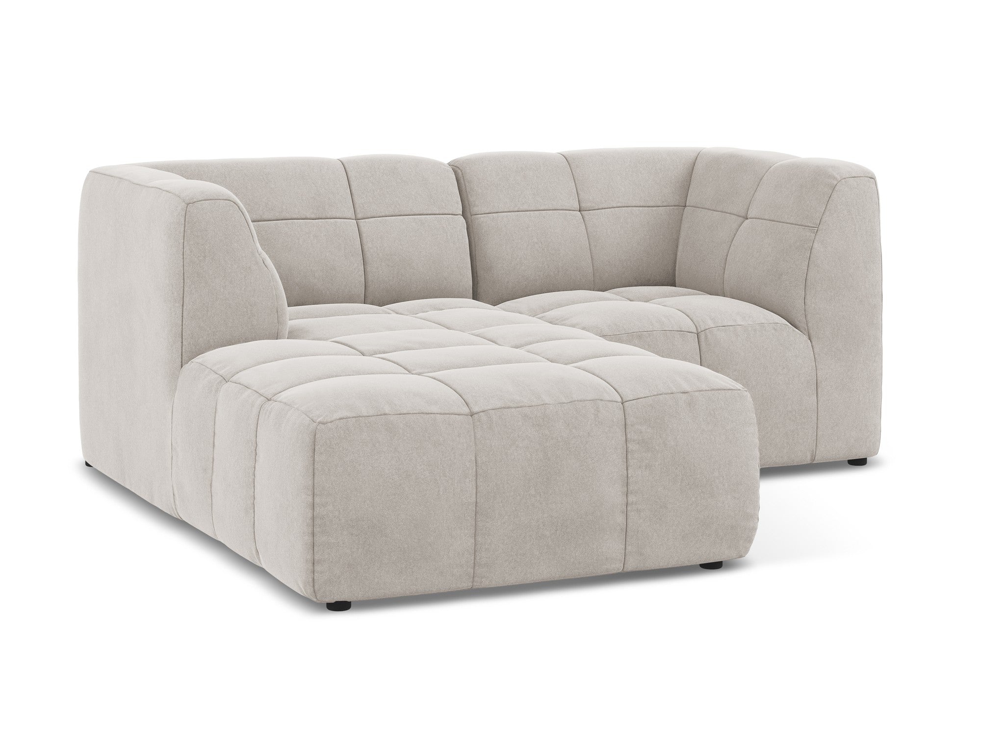 Modularer Samt-Ecksofa linksseitig für 2 Personen ALOHA hellbeige