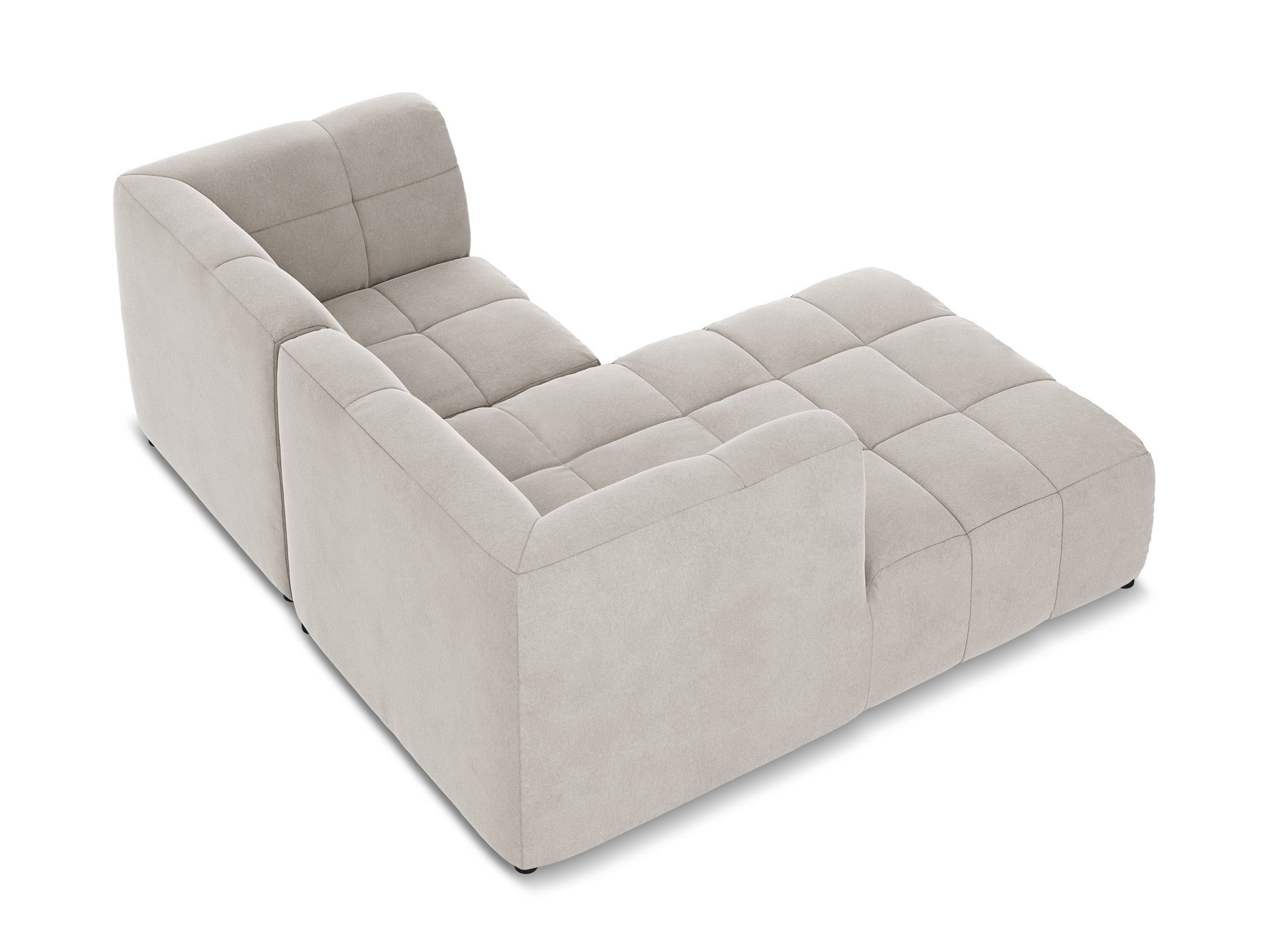 Modularer Samt-Ecksofa linksseitig für 2 Personen ALOHA hellbeige