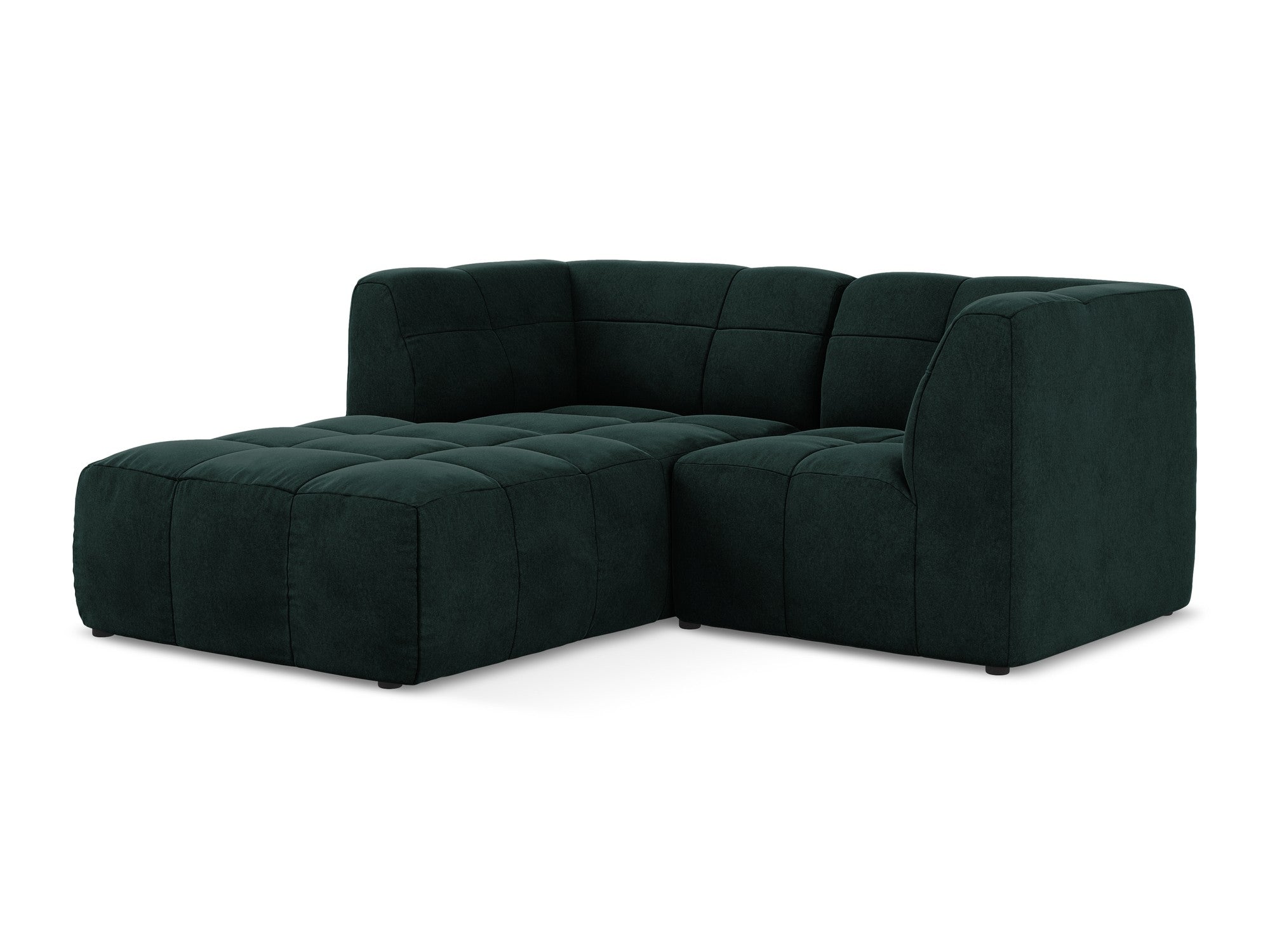 Modularer Samt-Ecksofa linksseitig für 2 Personen ALOHA graugrün