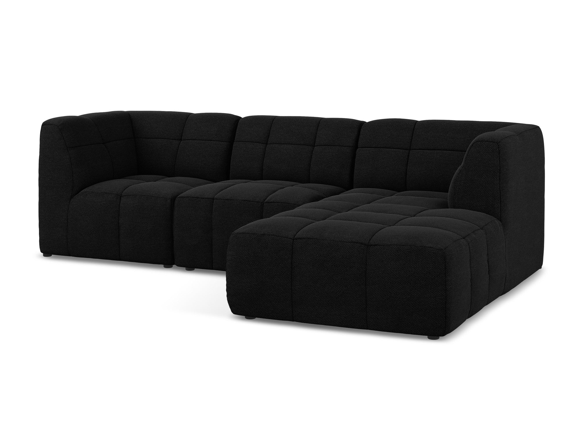Modularer Ecksofa rechtsseitig 3-Sitzer ALOHA schwarz Boucle