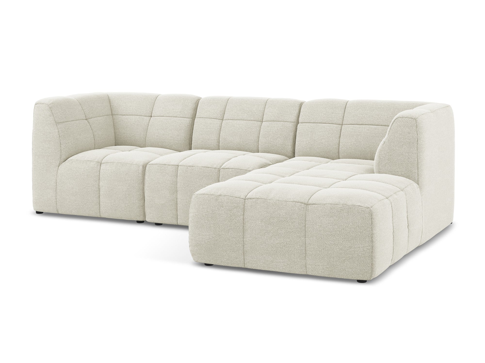 Modularer Ecksofa rechtsseitig 3-Sitzer ALOHA sandfarbener Boucle