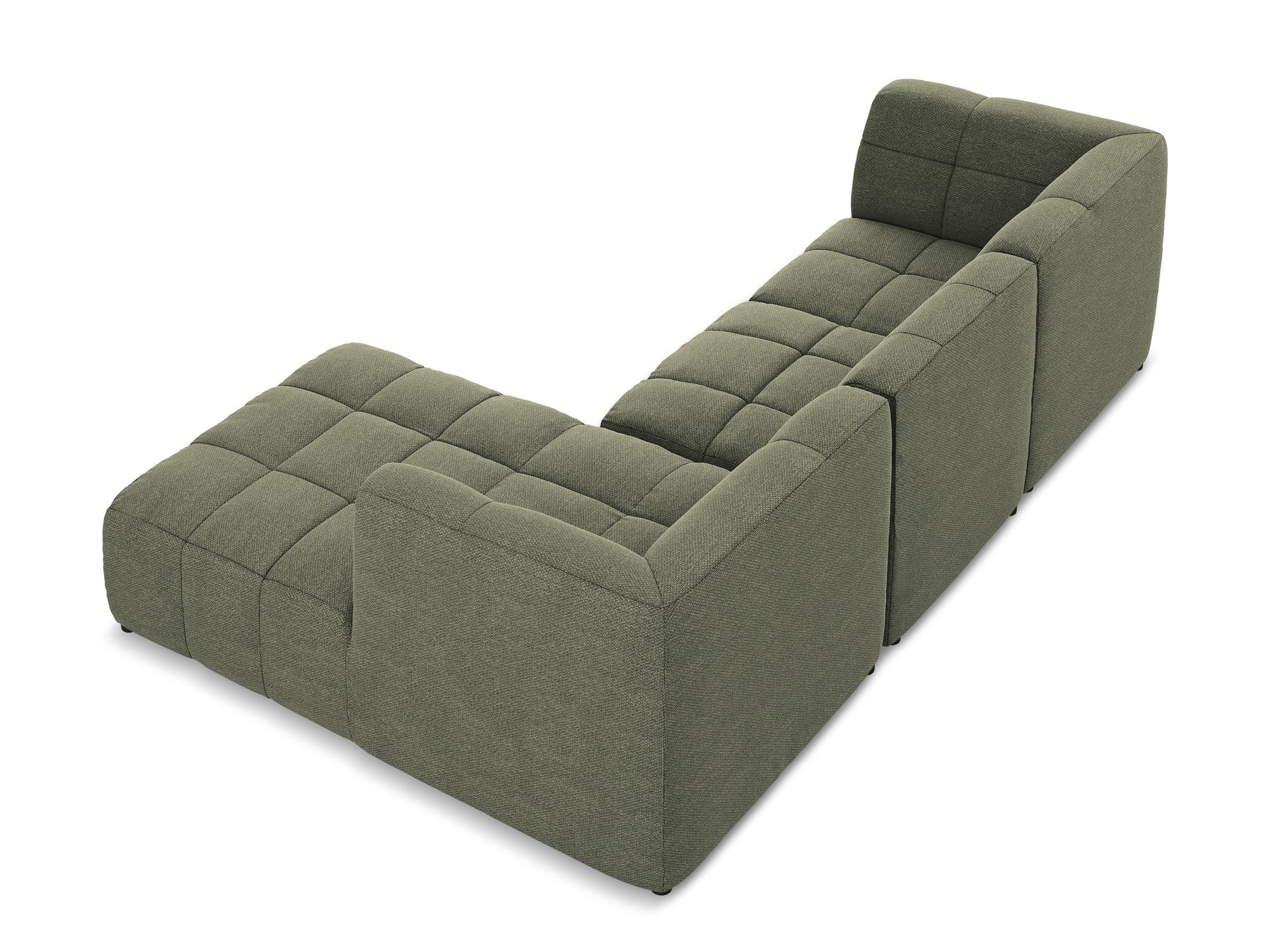 Modularer Ecksofa rechtsseitig 3-Sitzer ALOHA olivgrüner Boucle