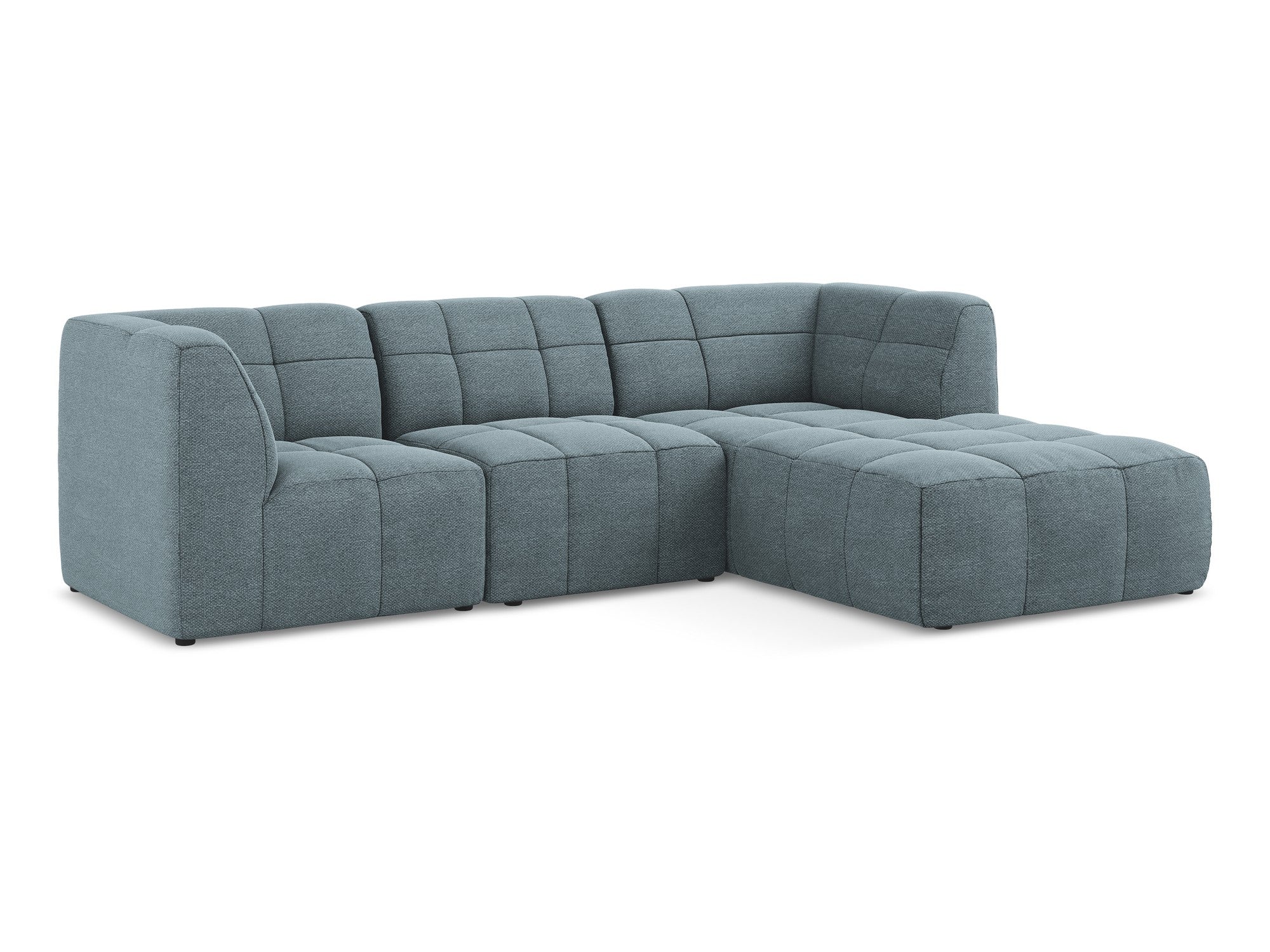 Modularer Ecksofa rechtsseitig 3-Sitzer ALOHA in blauer Jeans-Boucle