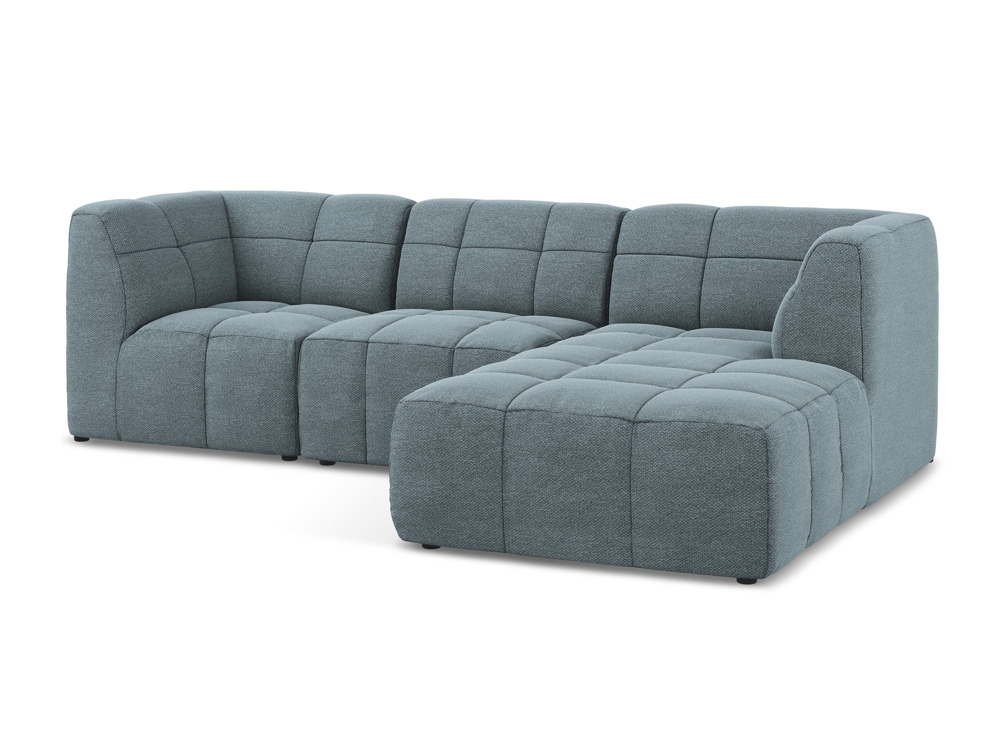 Modularer Ecksofa rechtsseitig 3-Sitzer ALOHA in blauer Jeans-Boucle