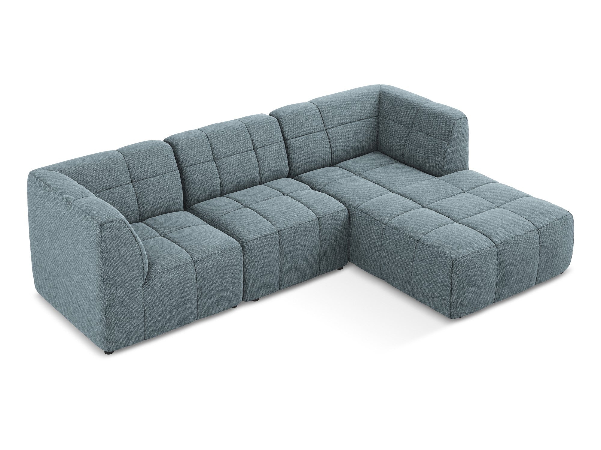 Modularer Ecksofa rechtsseitig 3-Sitzer ALOHA in blauer Jeans-Boucle