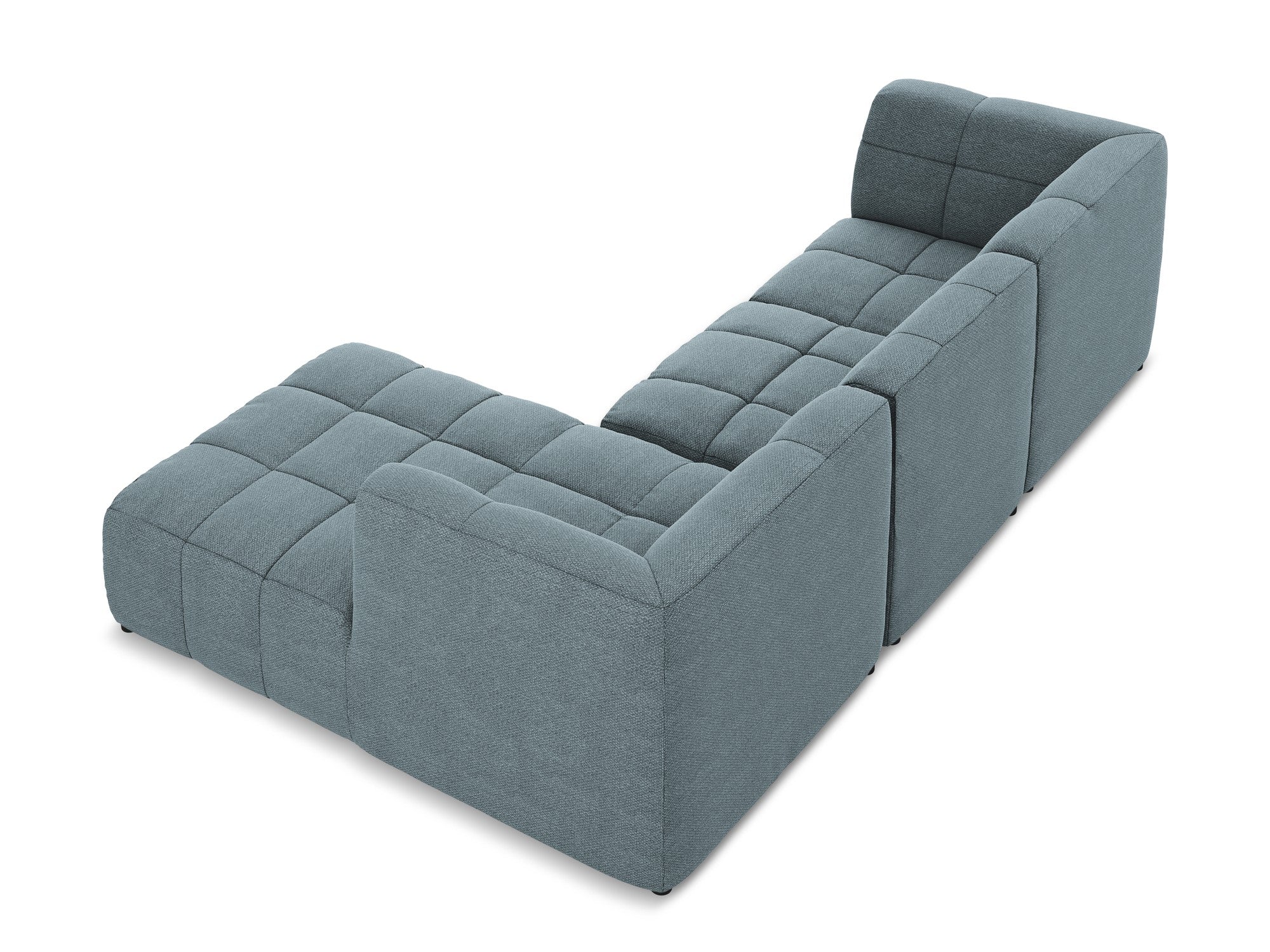 Modularer Ecksofa rechtsseitig 3-Sitzer ALOHA in blauer Jeans-Boucle