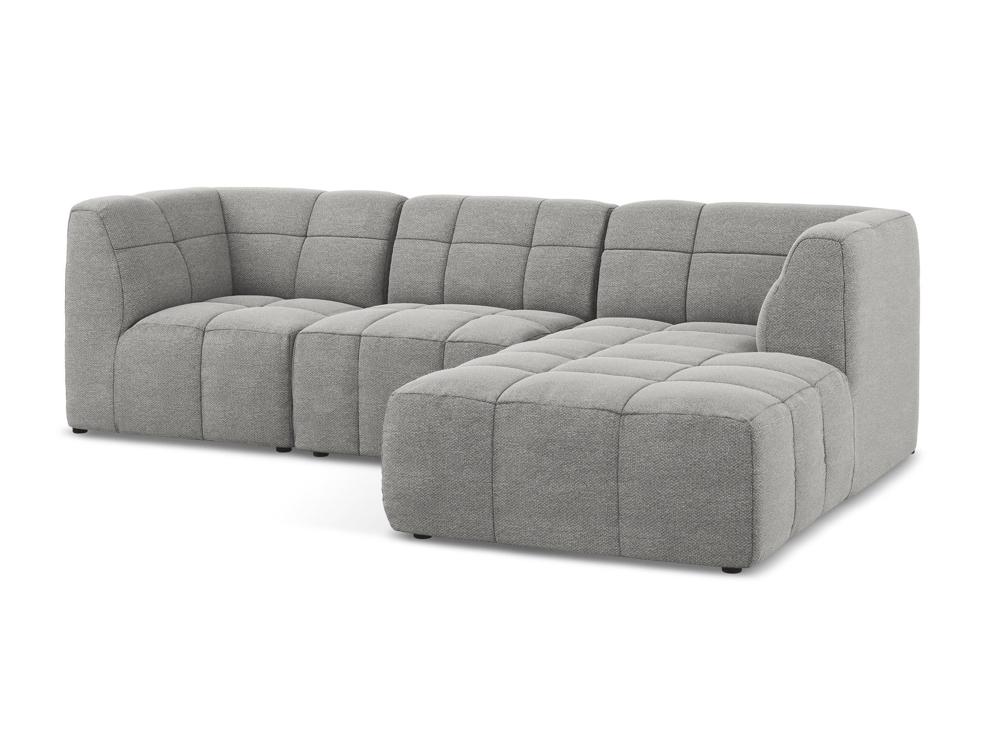 Right-facing modular sofa 3-seater ALOHA light gray boucle