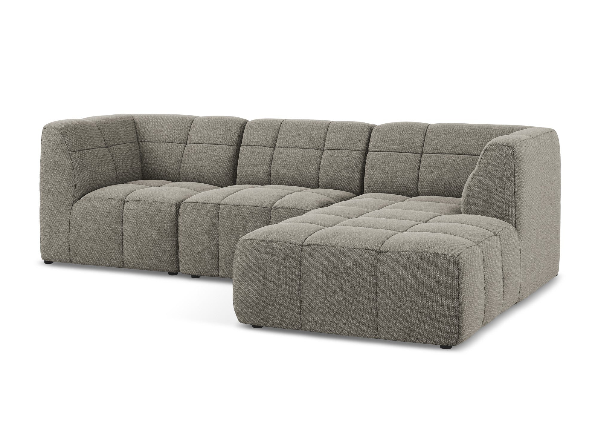 Right-facing modular sofa ALOHA in gray boucle, 3-seater