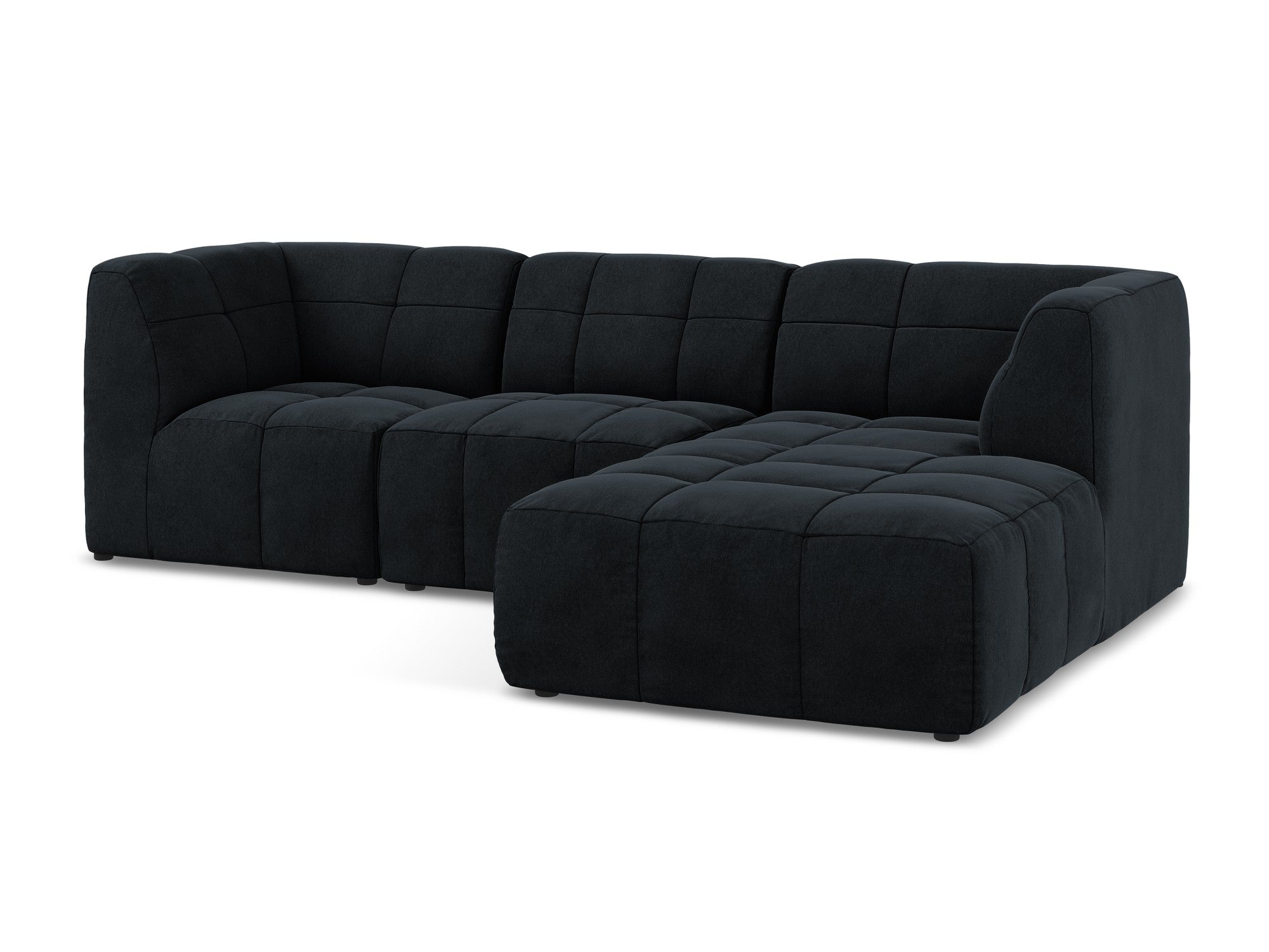 Modularer Samt-Ecksofa rechtsseitig 3-sitzig ALOHA königsblau