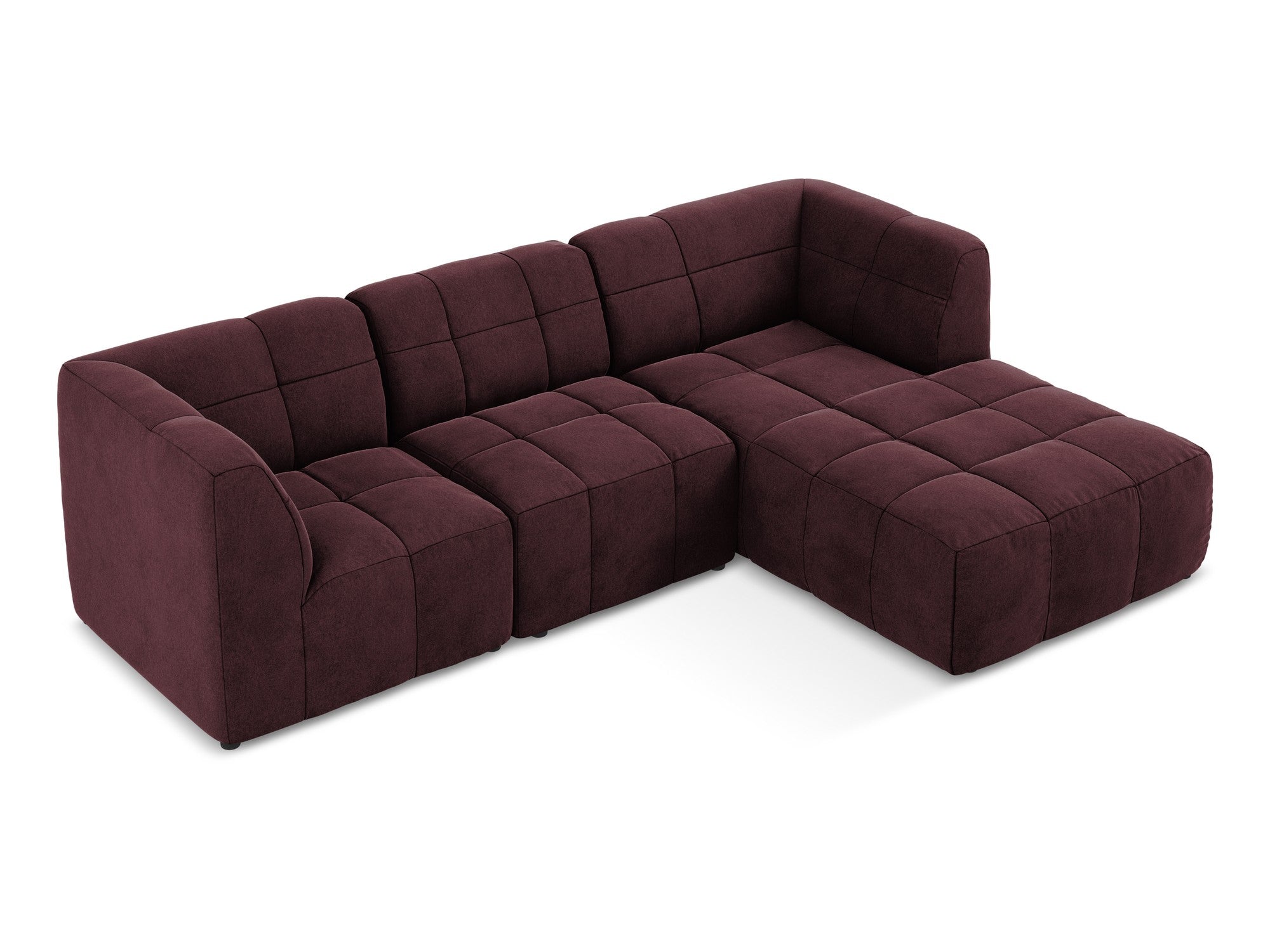 Right-facing velvet modular sofa for 3 people ALOHA in burgundy