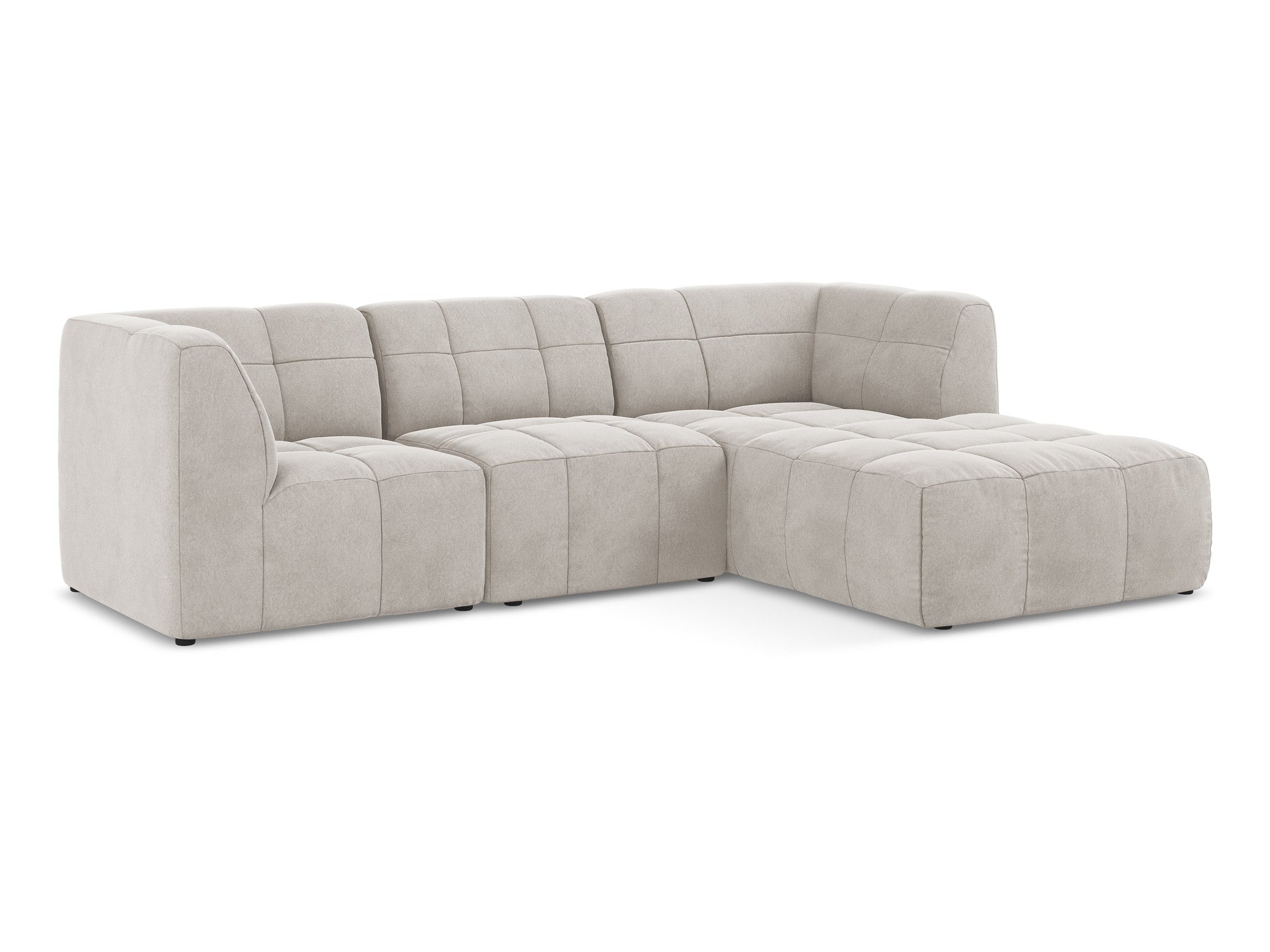 Modularer Samt-Ecksofa rechtsseitig 3-sitzig ALOHA hellbeige
