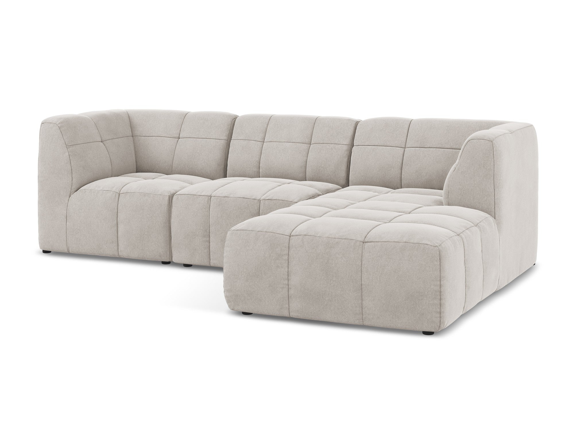 Modularer Samt-Ecksofa rechtsseitig 3-sitzig ALOHA hellbeige