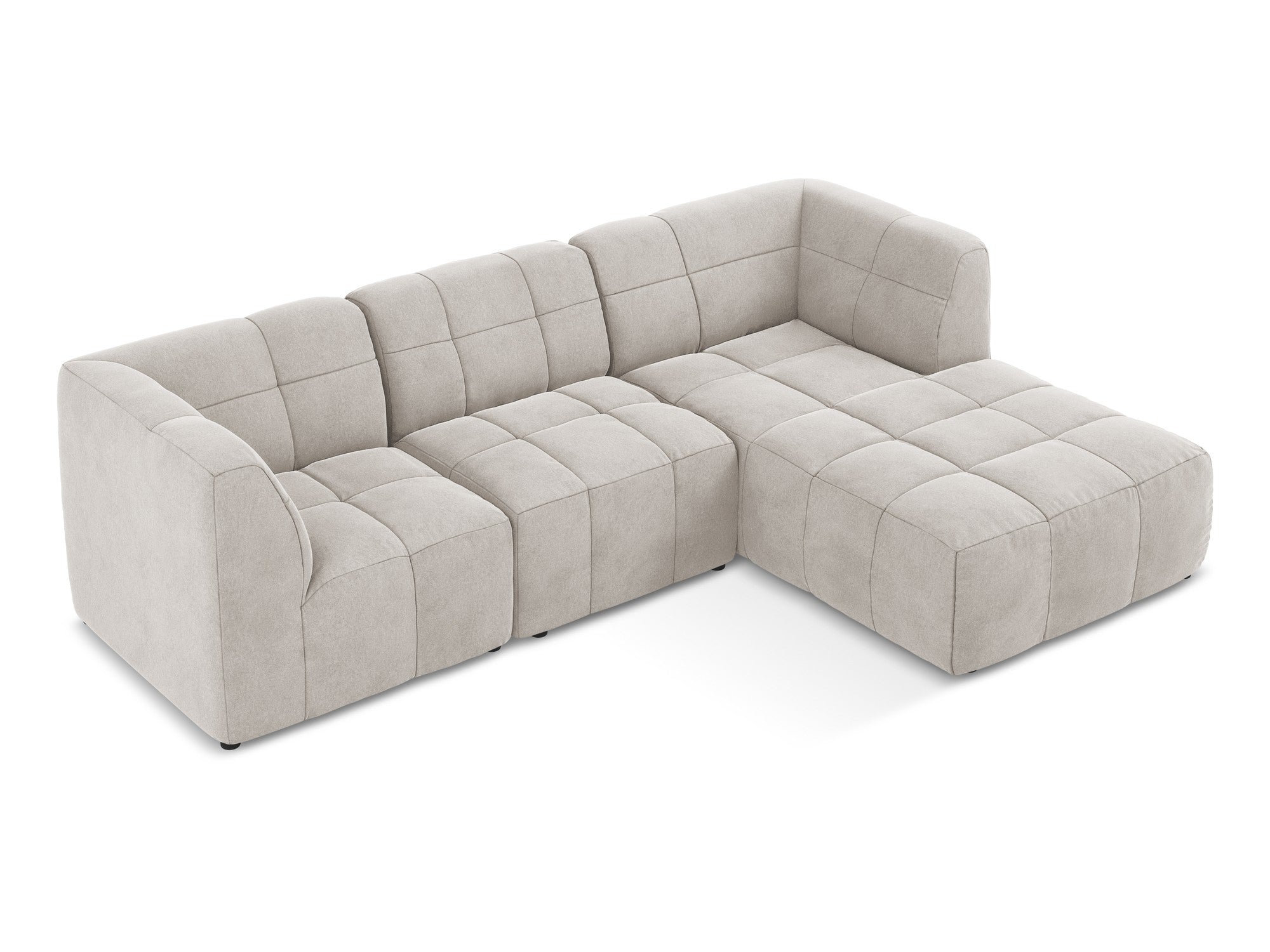 Modularer Samt-Ecksofa rechtsseitig 3-sitzig ALOHA hellbeige