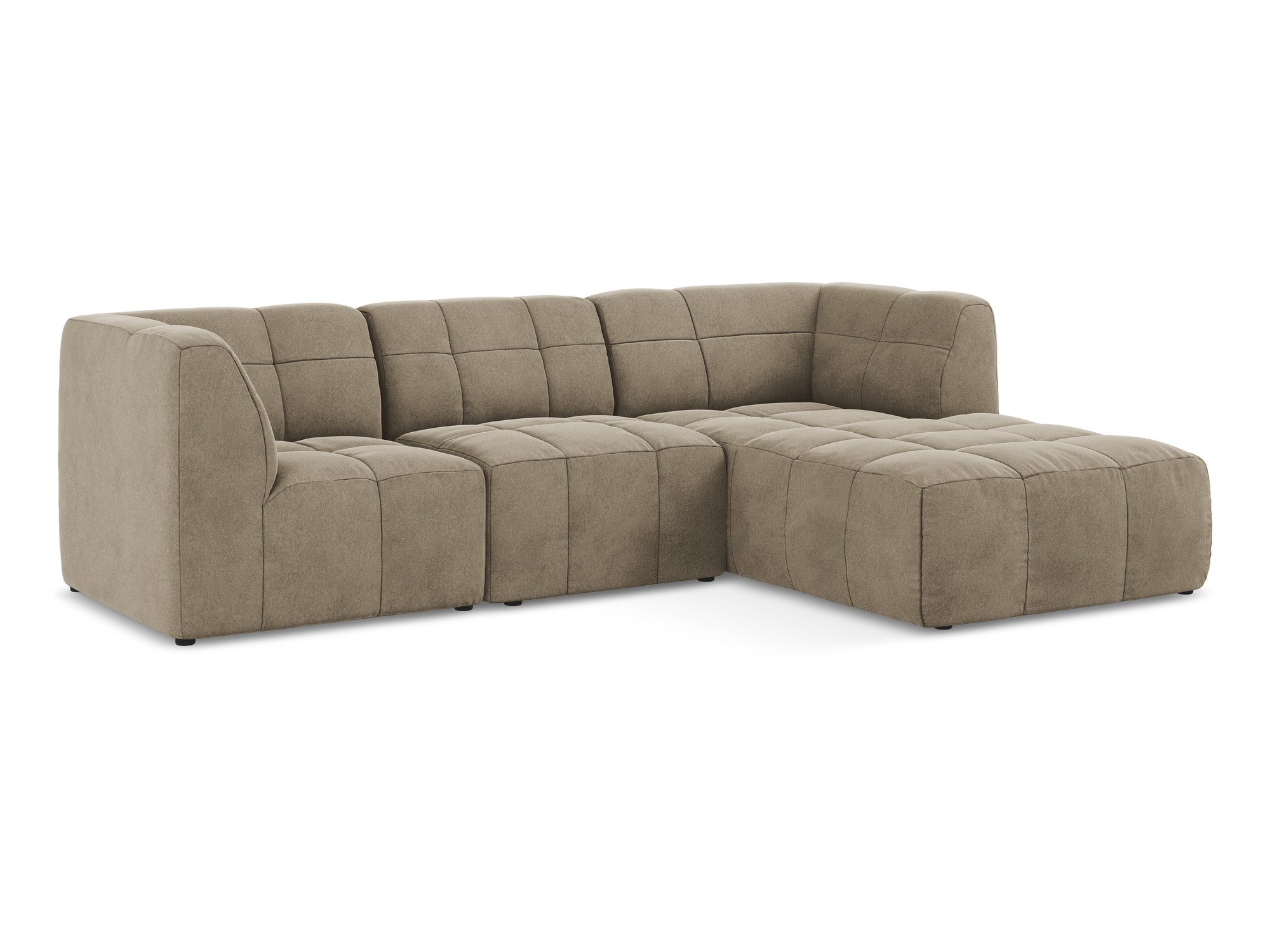 Modularer Samt-Ecksofa rechtsseitig 3-sitzig ALOHA beige