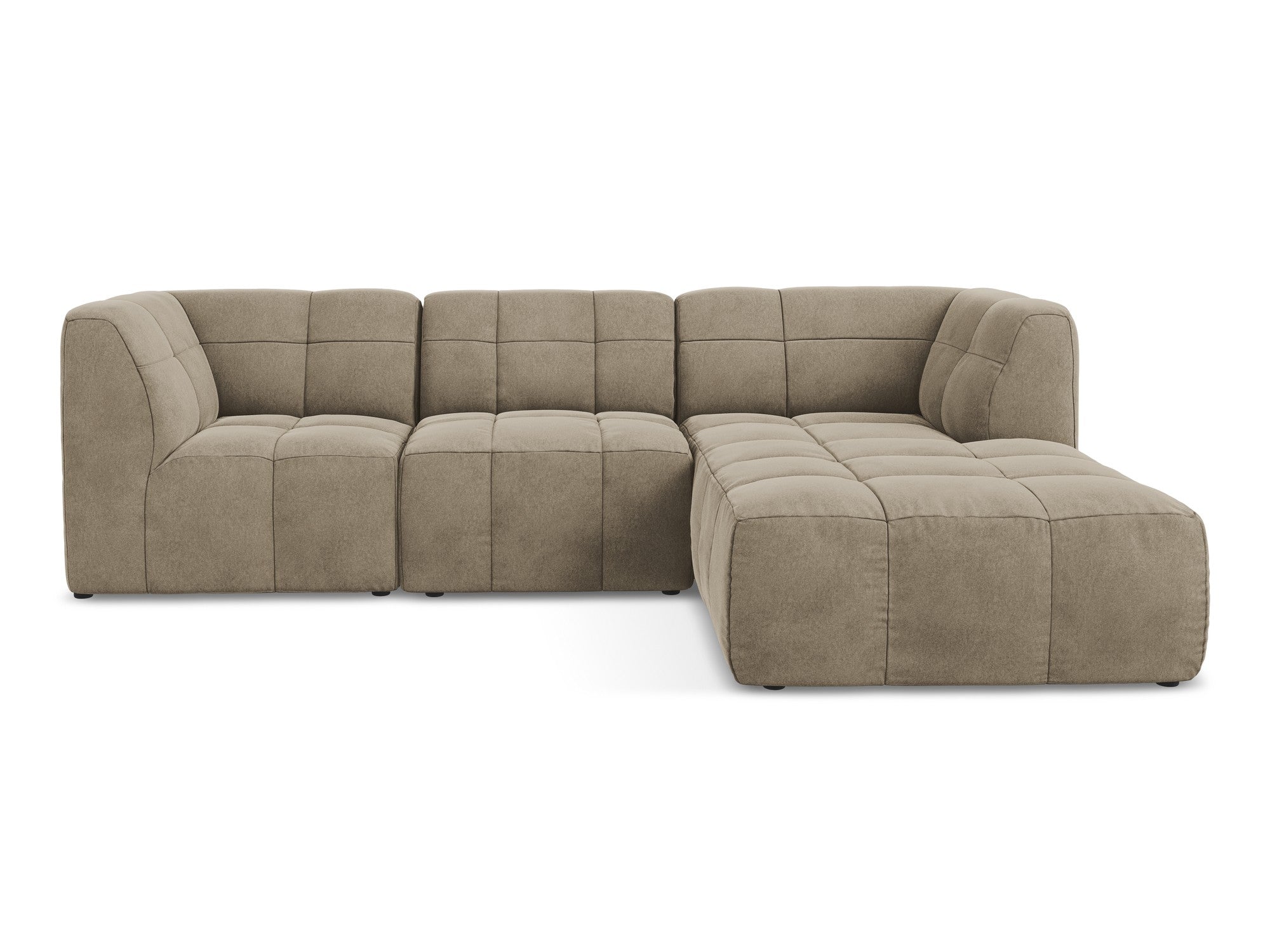 Modularer Samt-Ecksofa rechtsseitig 3-sitzig ALOHA beige