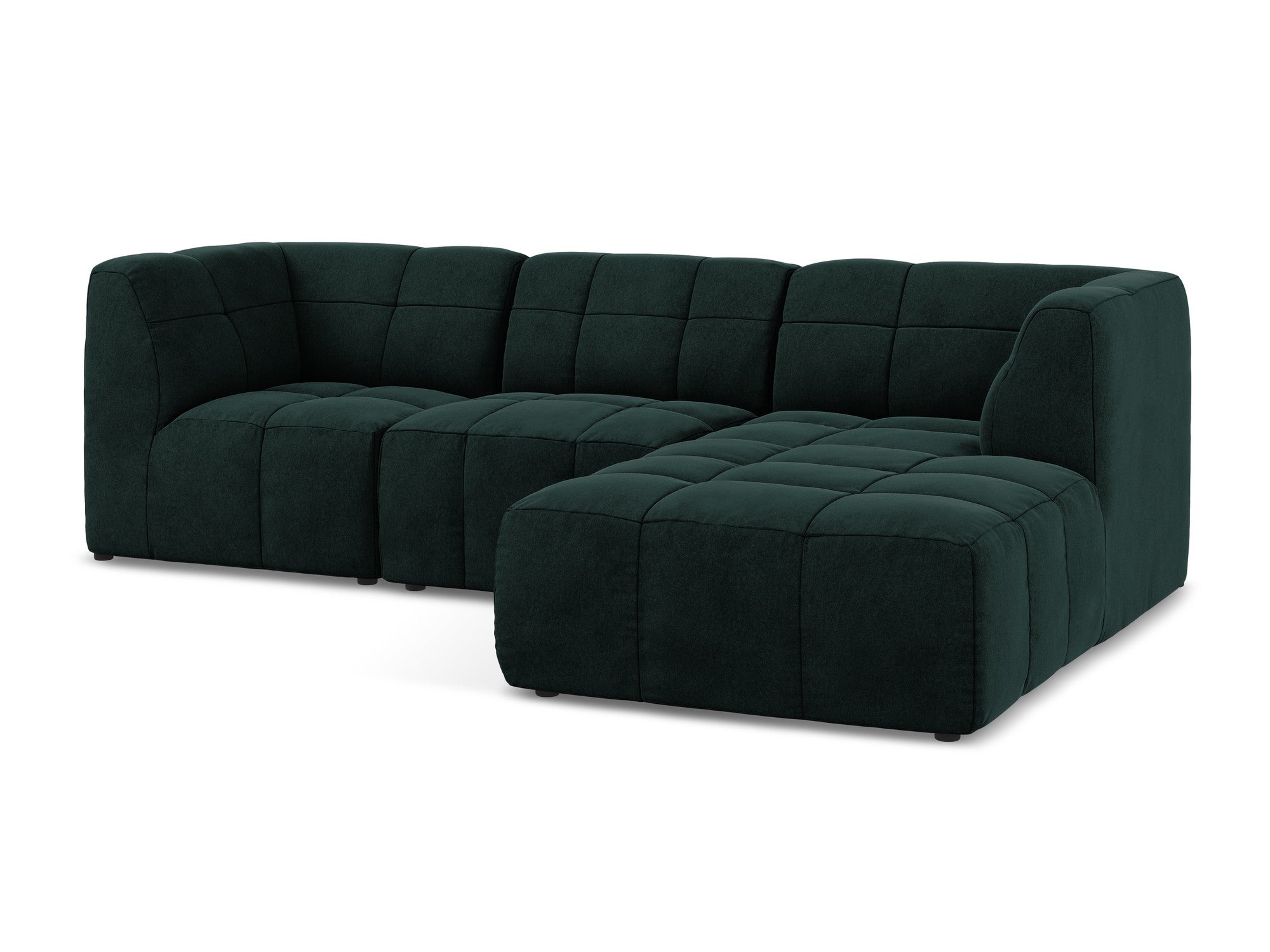 Right-facing velvet modular sofa for 3 people ALOHA in gray-green