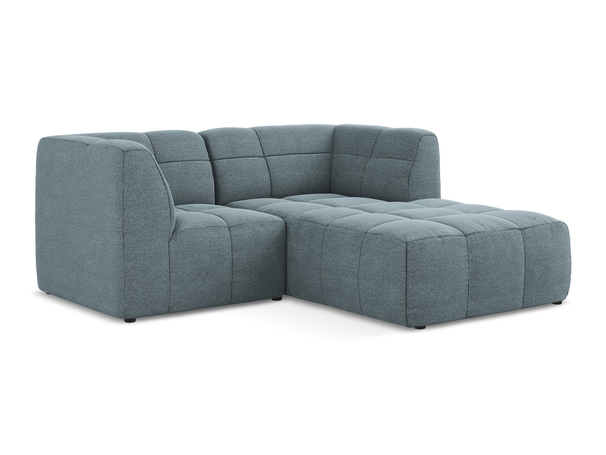 Right-facing modular sofa for 2 people ALOHA denim blue boucle