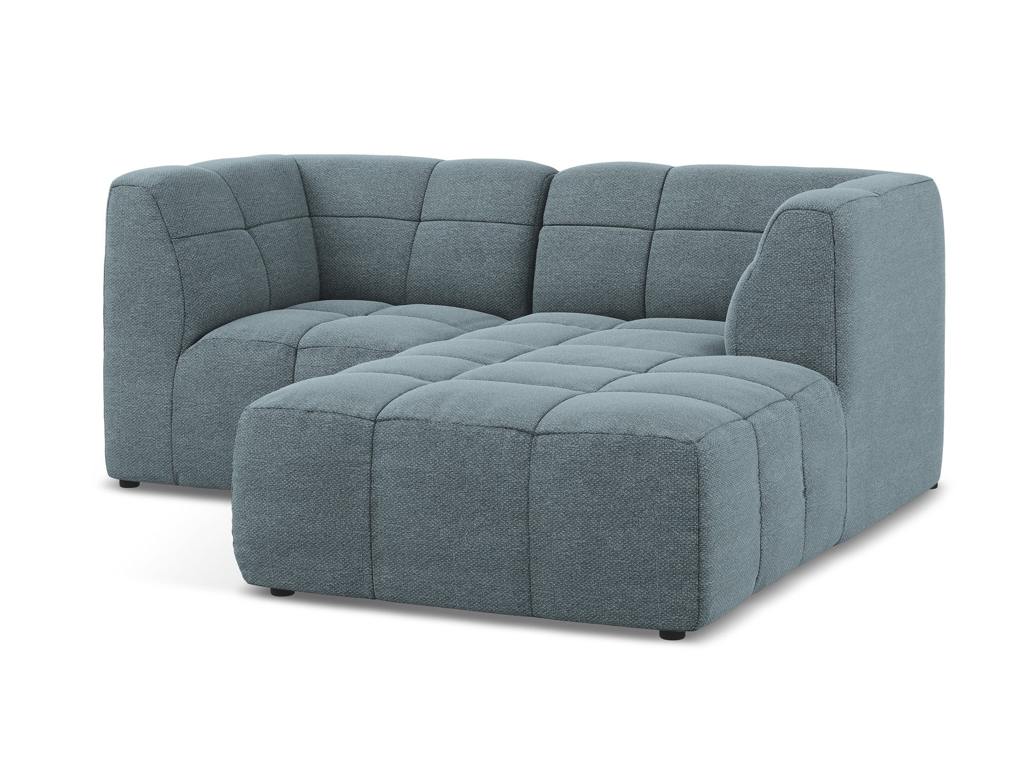 Right-facing modular sofa for 2 people ALOHA denim blue boucle