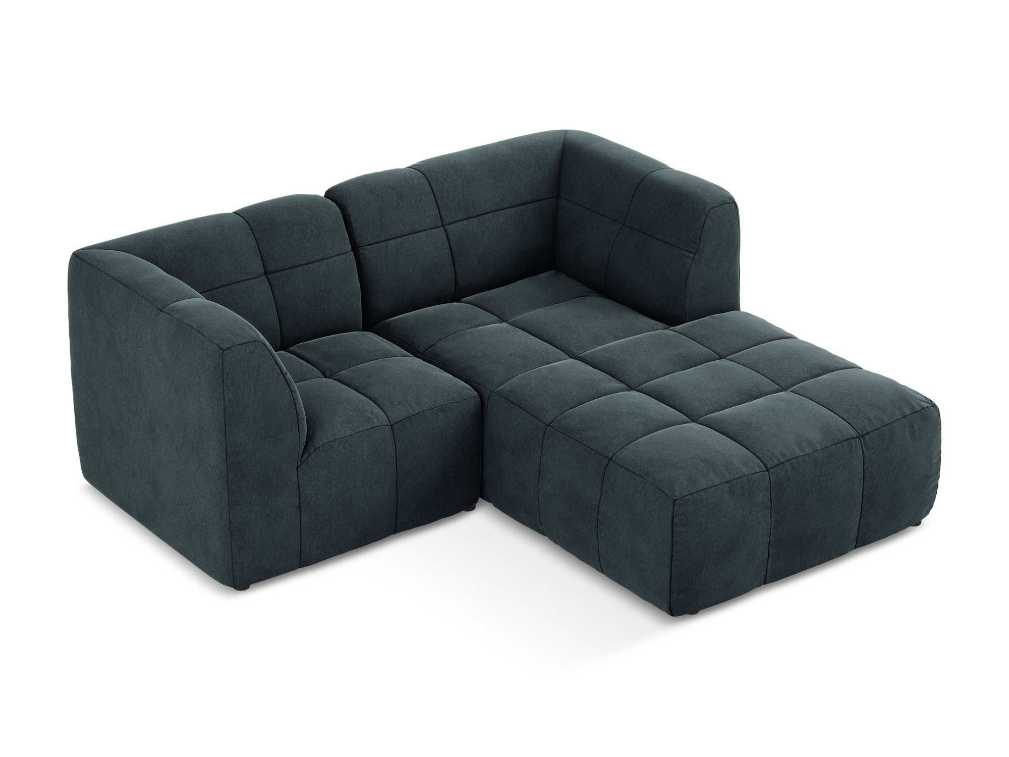 Right-facing velvet modular sofa for 2 people ALOHA in sea green