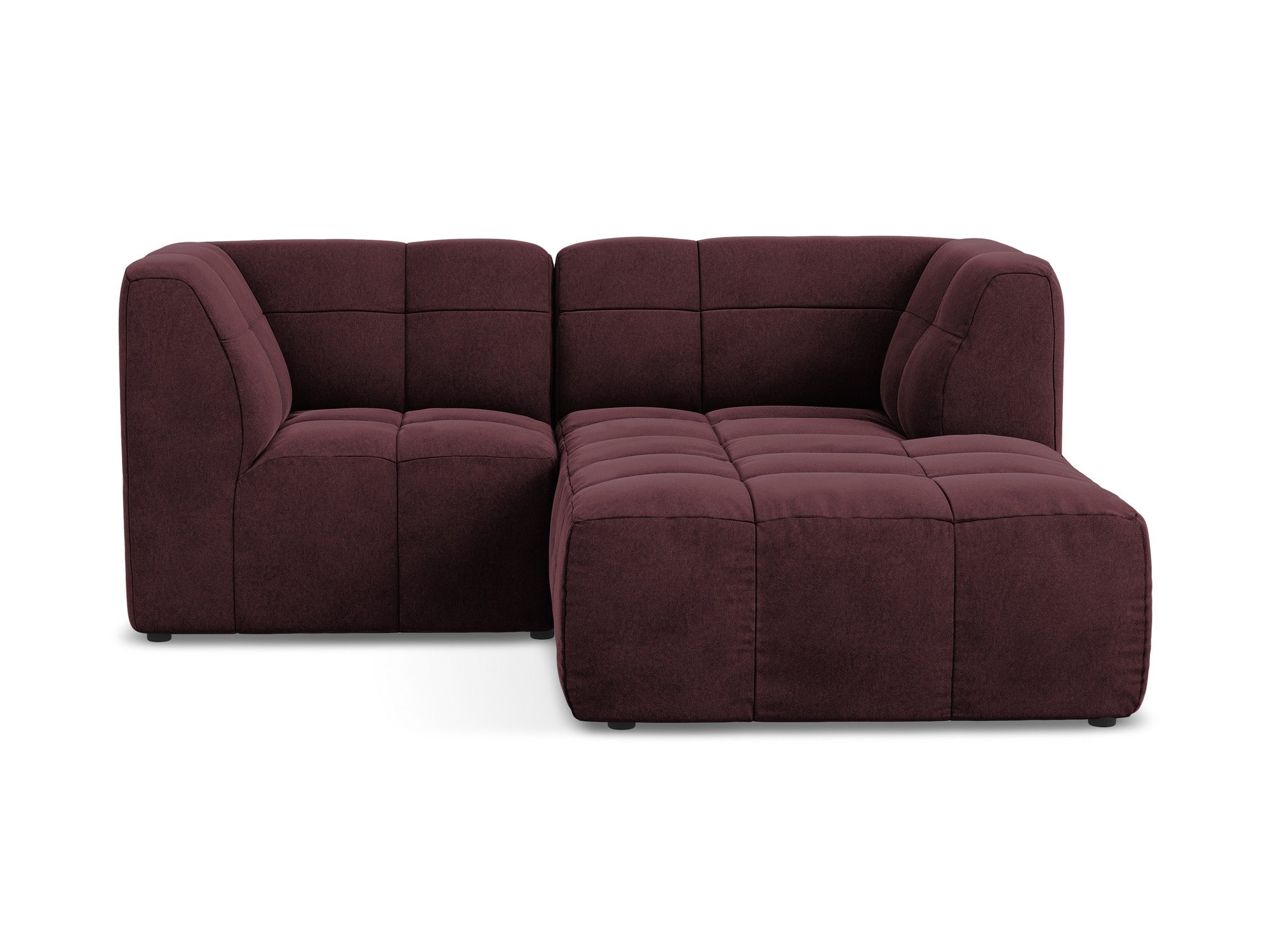 Right-facing velvet modular sofa for 2 people ALOHA in burgundy