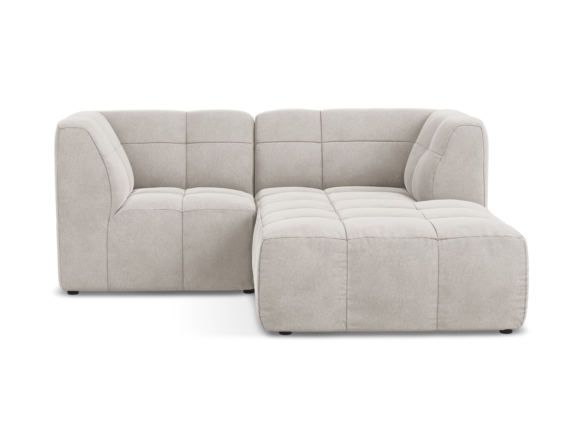 Modularer Samt-Ecksofa rechtsseitig für 2 Personen ALOHA hellbeige