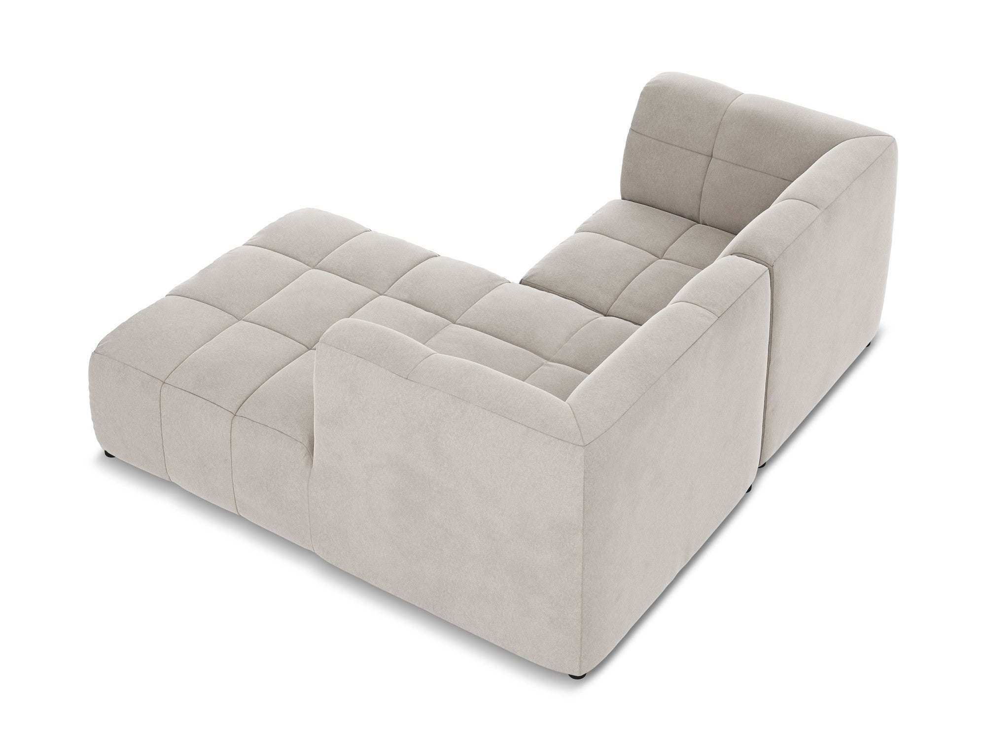 Modularer Samt-Ecksofa rechtsseitig für 2 Personen ALOHA hellbeige