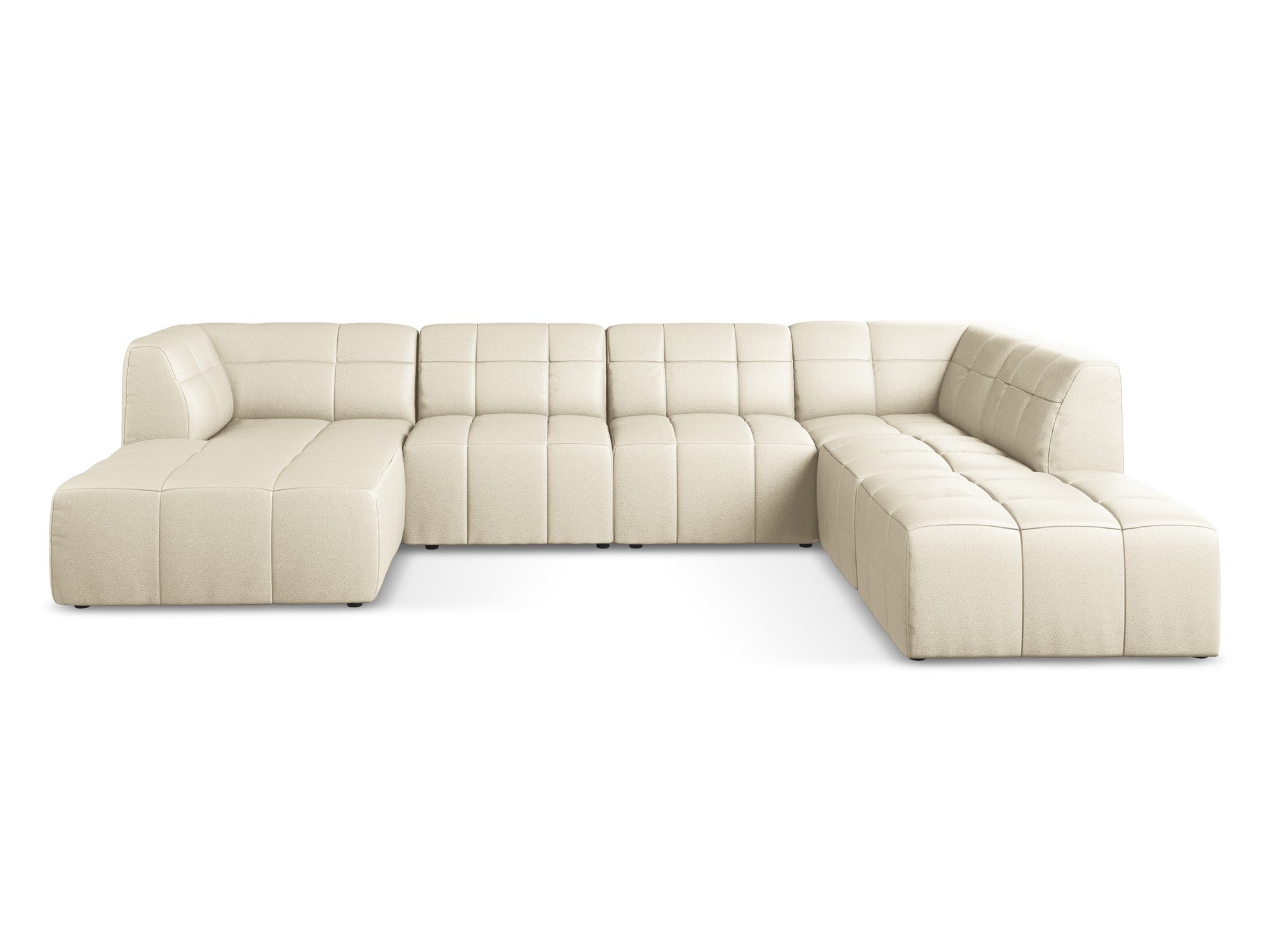 Modularer Panoramawinkelsofa ALOHA in hellbeigem Kunstleder