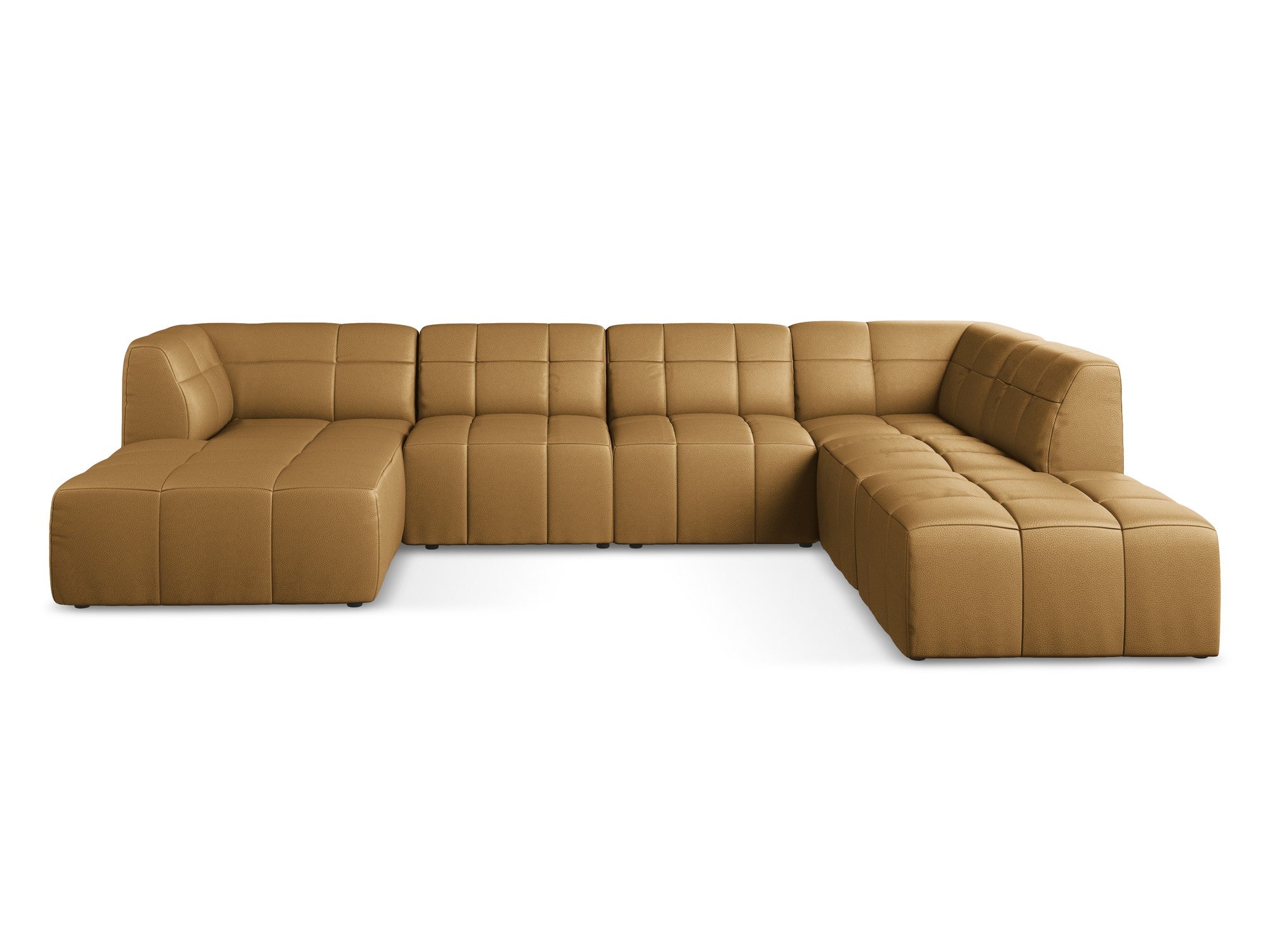 Modularer Panoramawinkelsofa ALOHA in karamelbraunem Kunstleder
