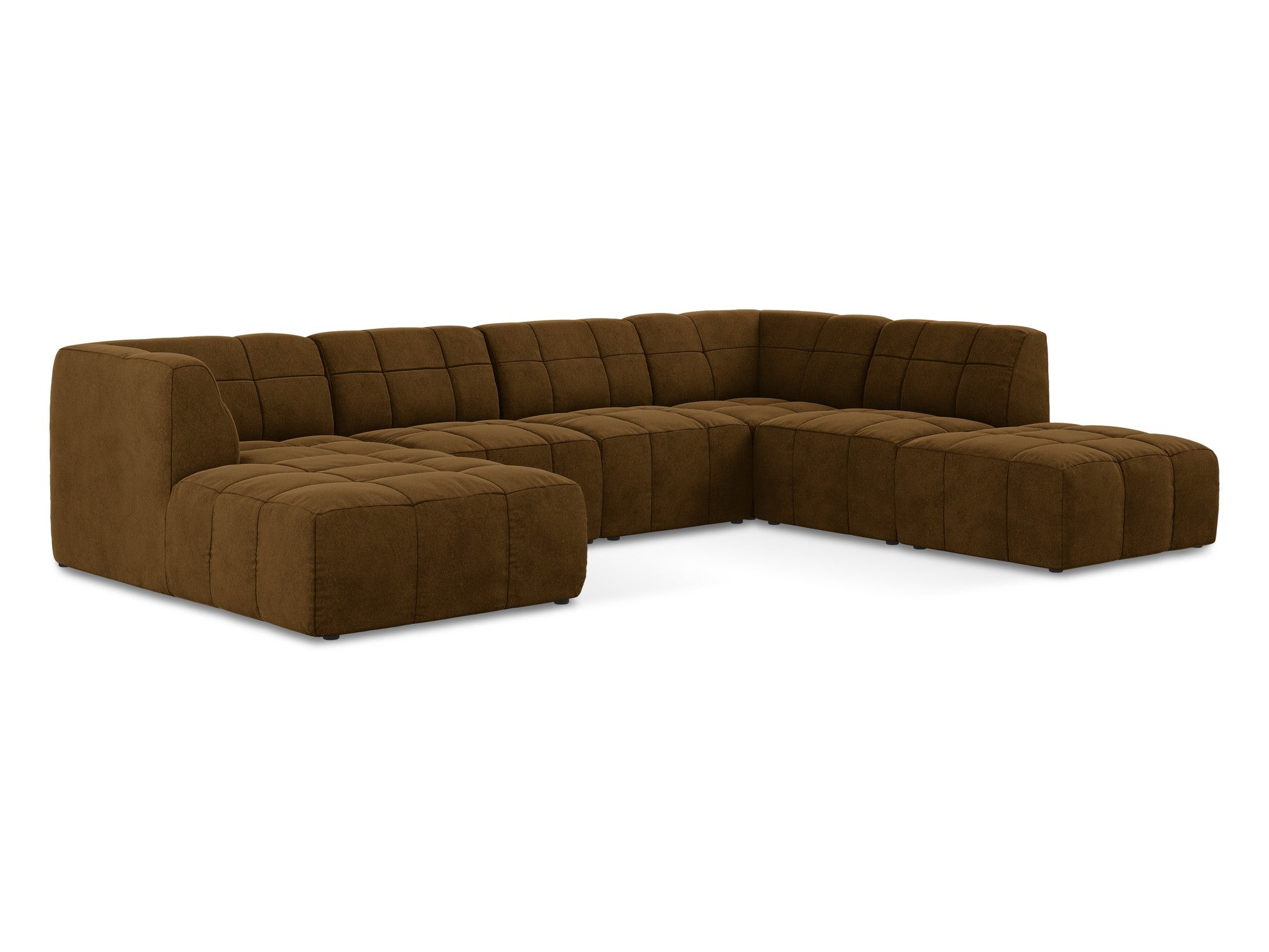 Modularer samtiger Panoramacouch ALOHA in Senfgelb