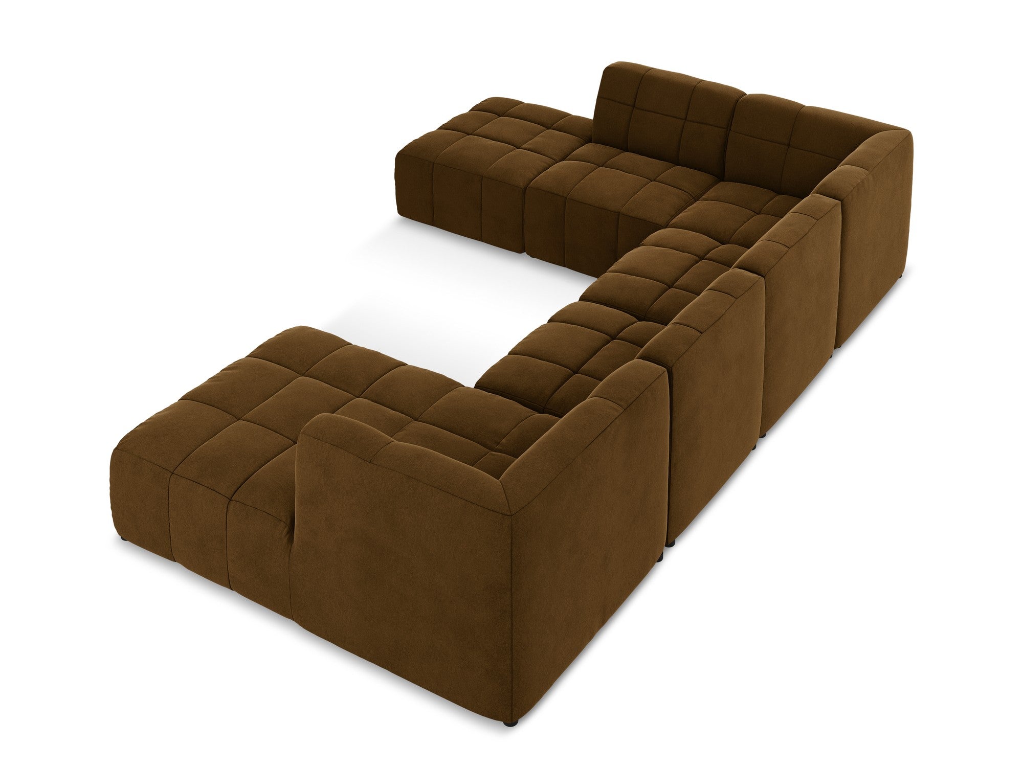 Modularer samtiger Panoramacouch ALOHA in Senfgelb