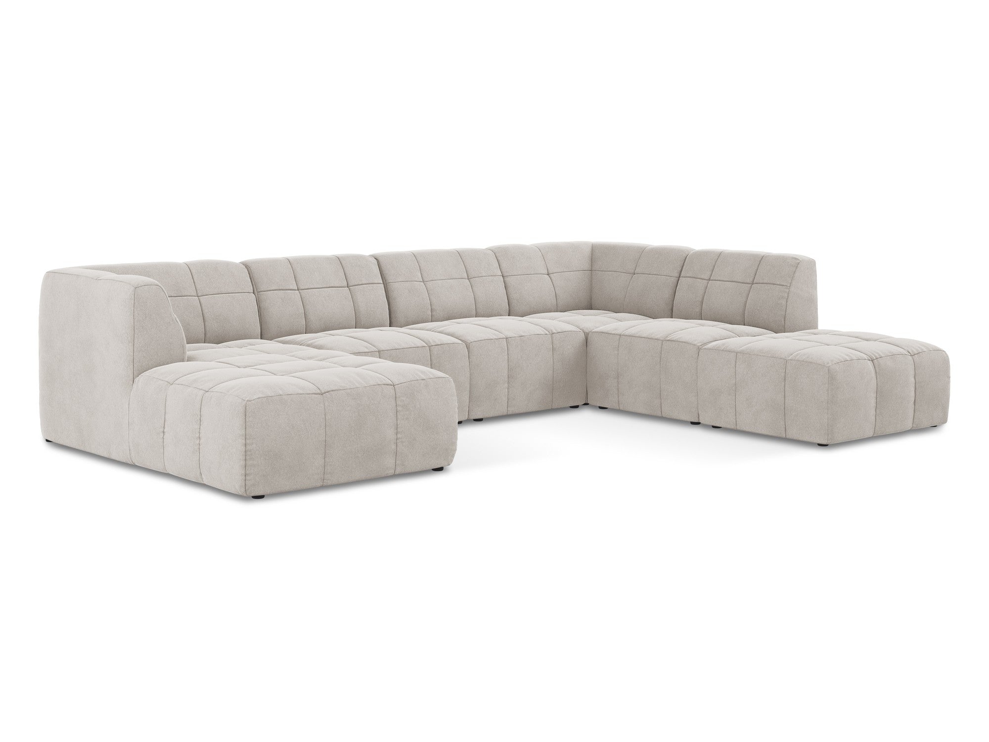 Modularer panoramischer Samt-Ecksofa ALOHA hellbeige