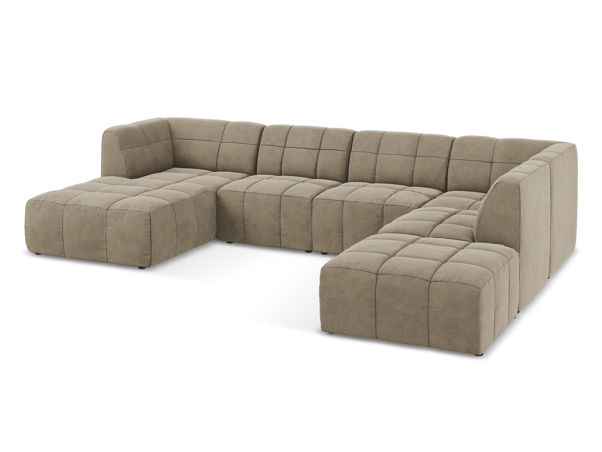 Beige Modular Panoramic Velvet Corner Sofa ALOHA