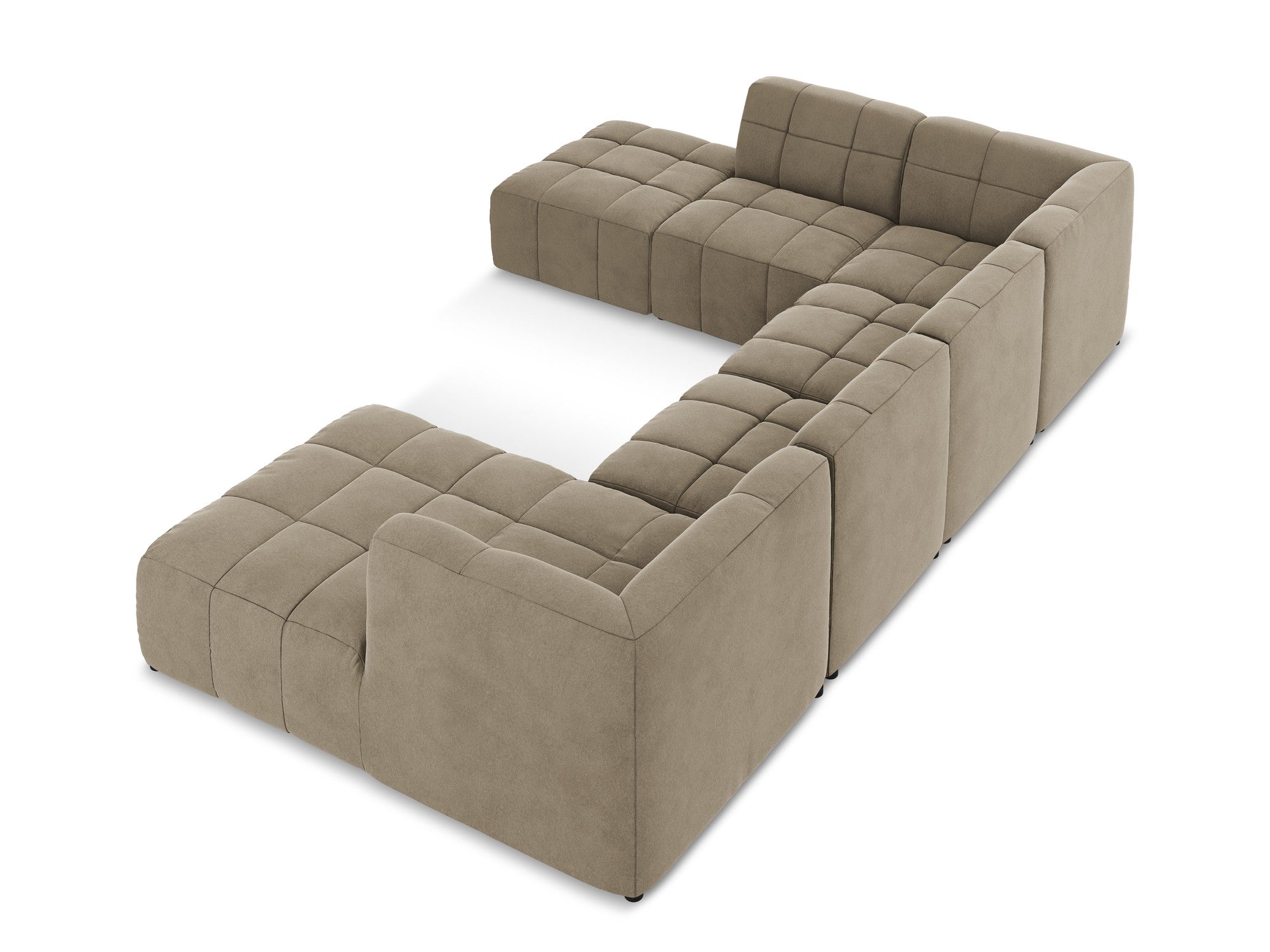 Beige Modular Panoramic Velvet Corner Sofa ALOHA