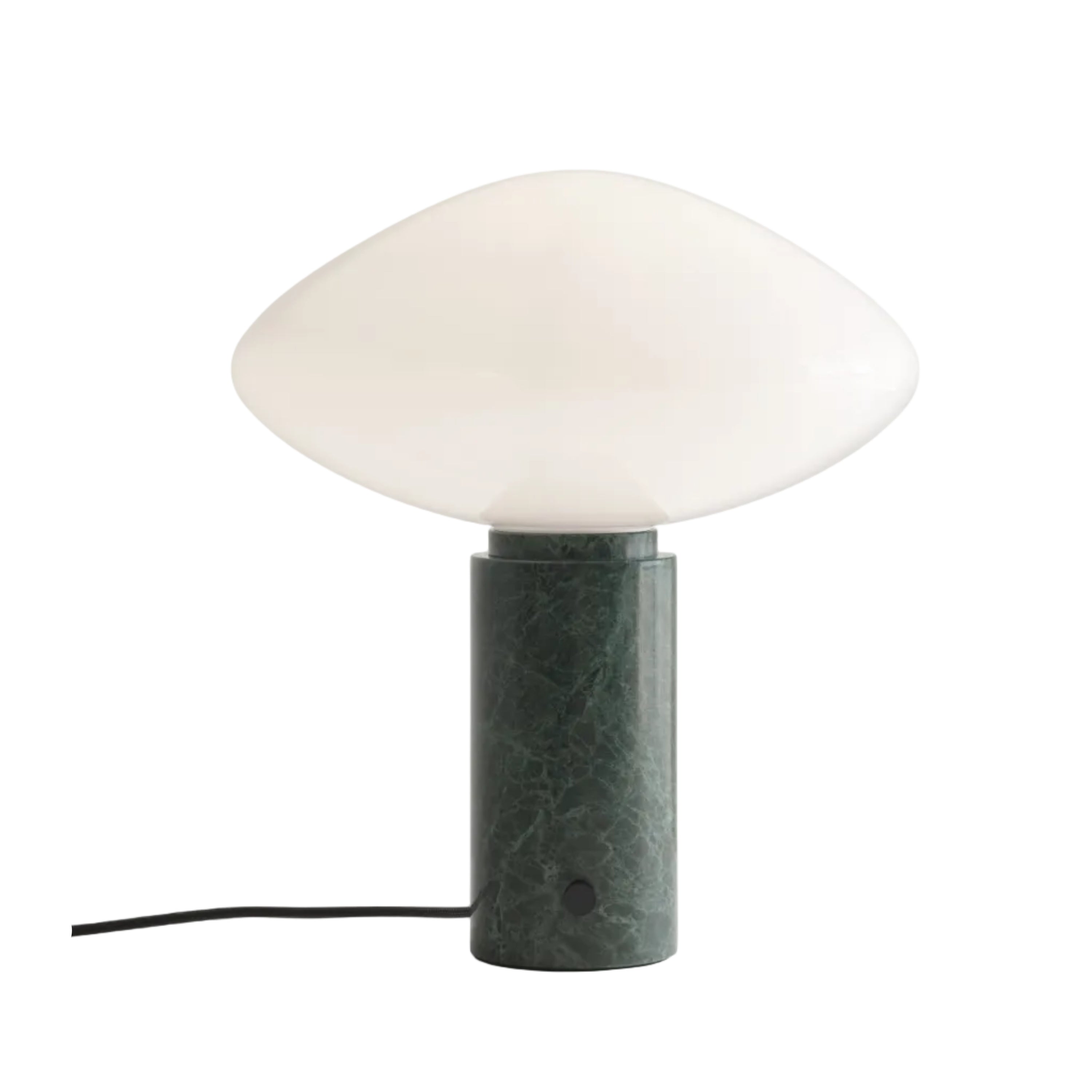 Tischlampe MIST AP17 mit gläsernem Schirm und grüner Marmorbasis